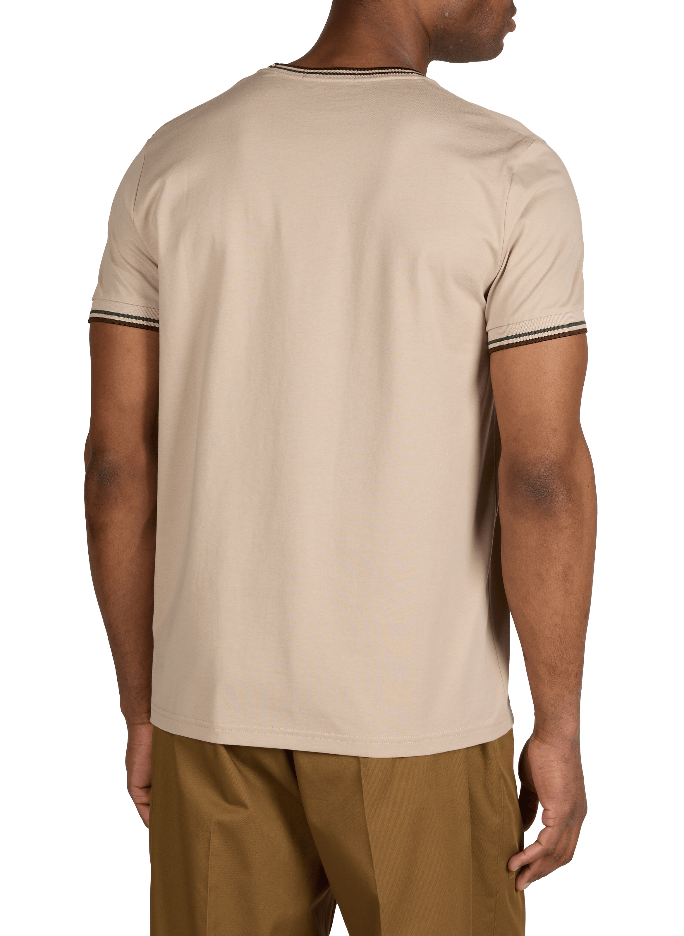 T-shirt uni à col rond en coton FRED PERRY Beige