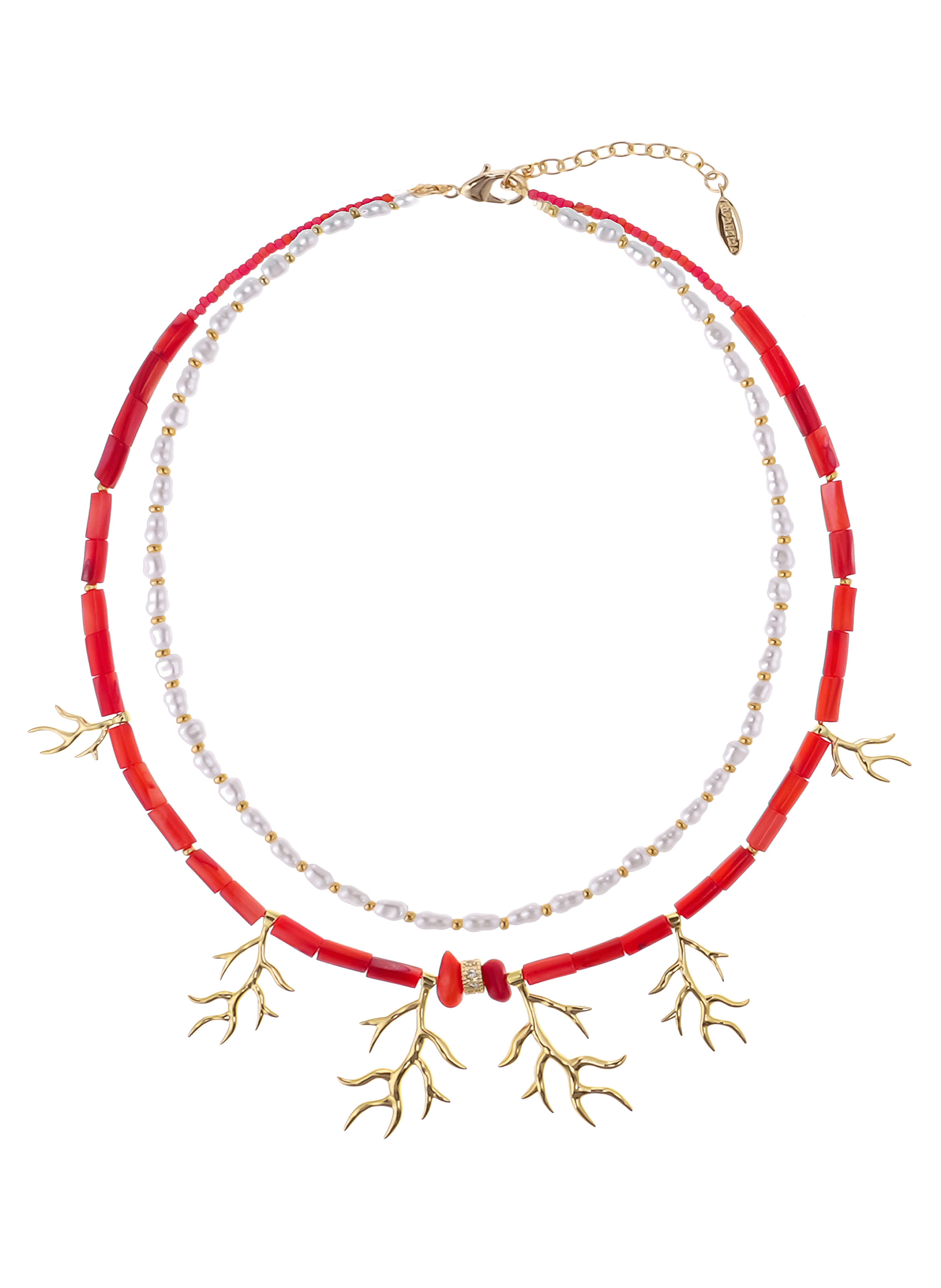 Collier multiliens perles et pampilles ECUME HIPANEMA Orange