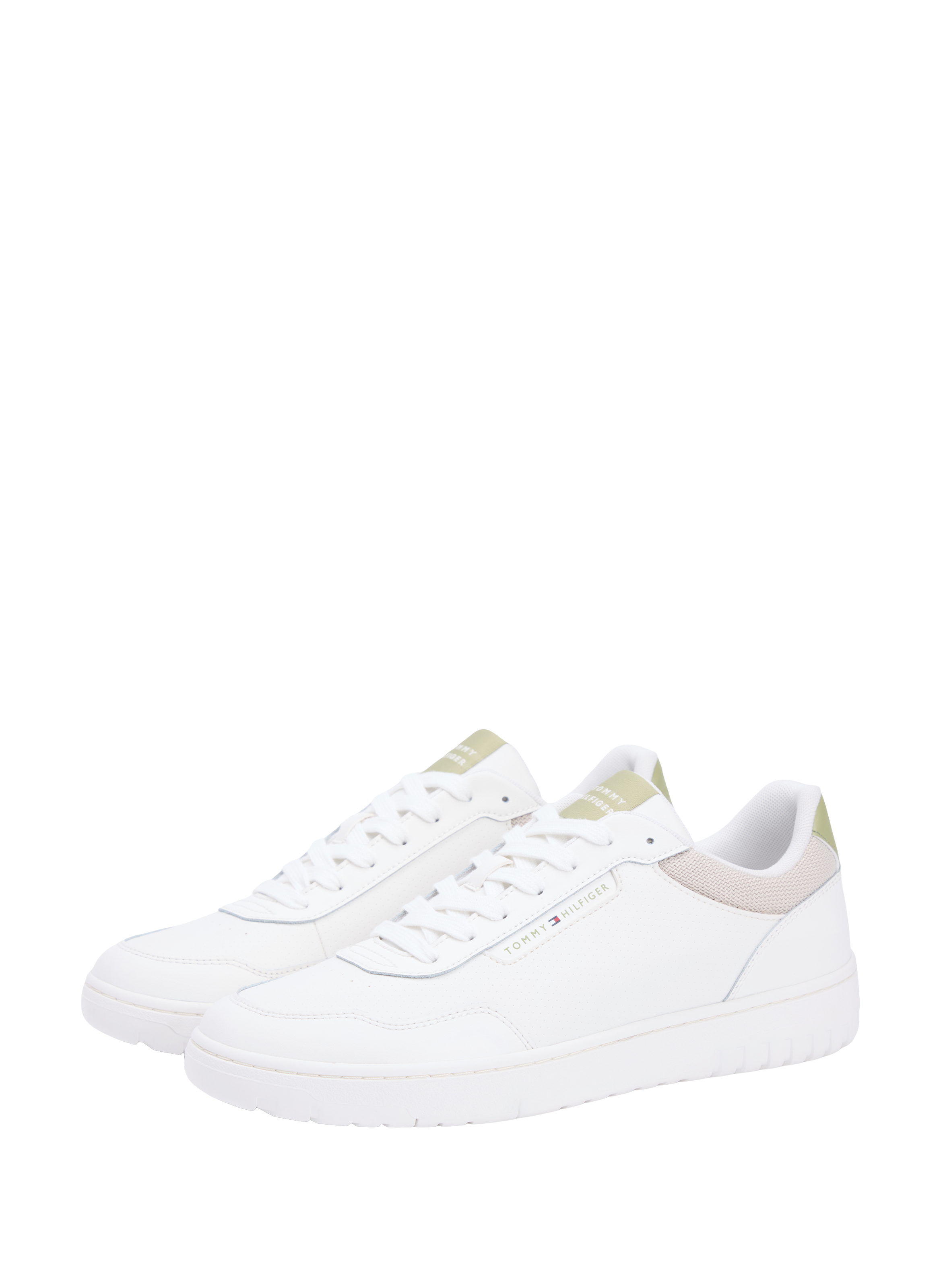 Baskets basses en cuir de vache mélangé TOMMY HILFIGER Blanc