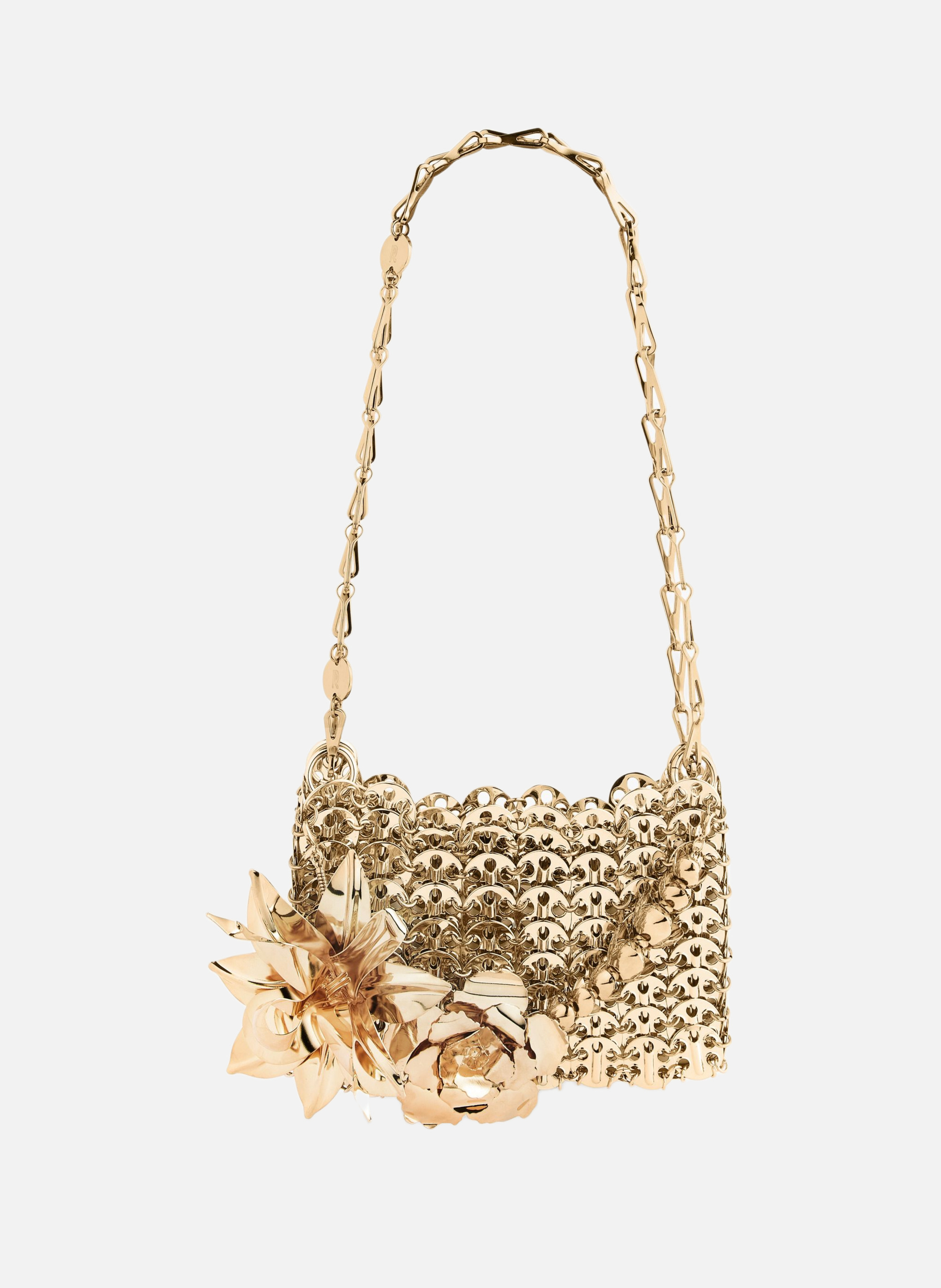 Sac 1969 nano avec détail fleur en métal ton sur ton RABANNE Doré