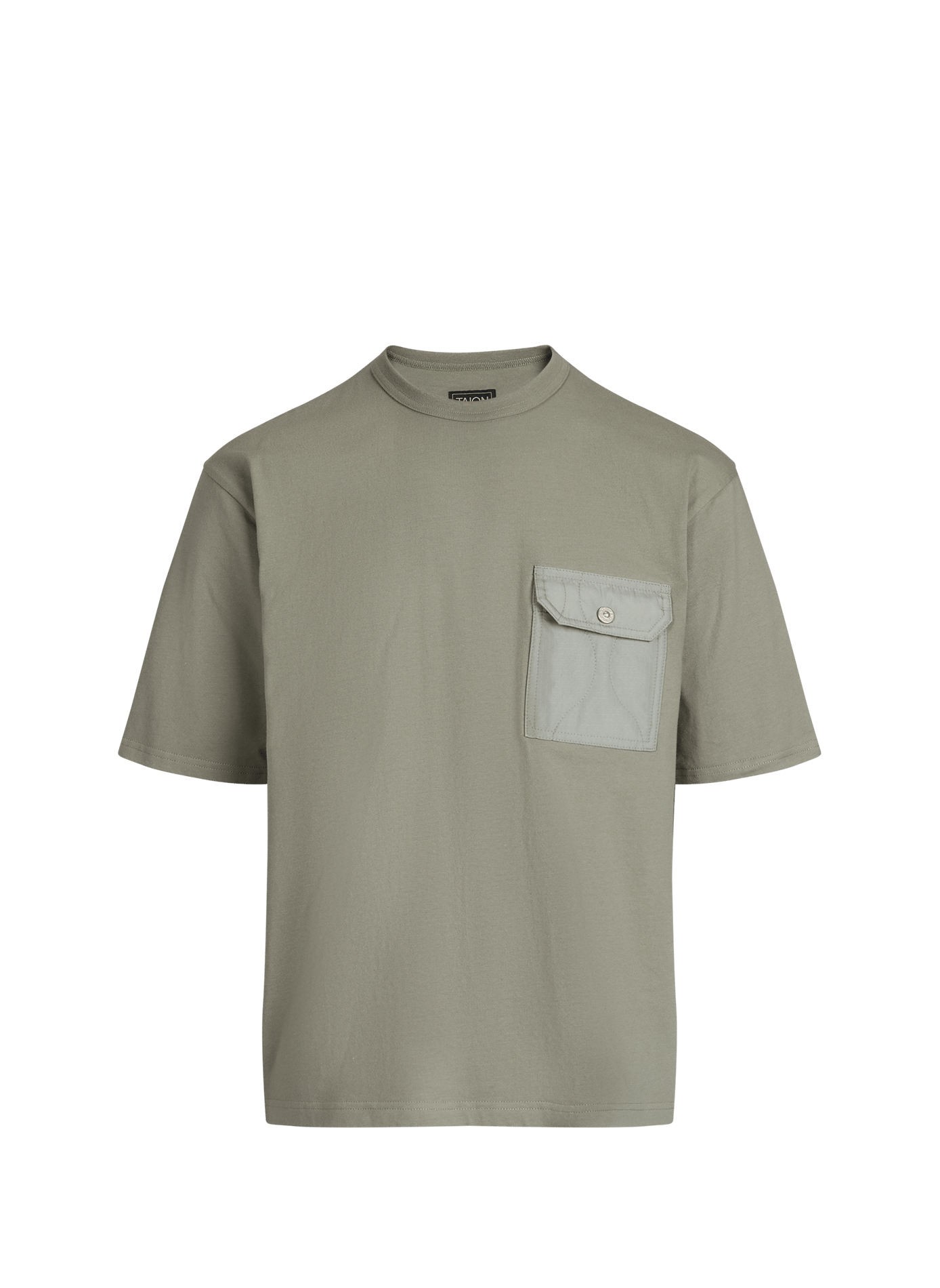 Quilted chest pocket cotton T-shirt TAION Green