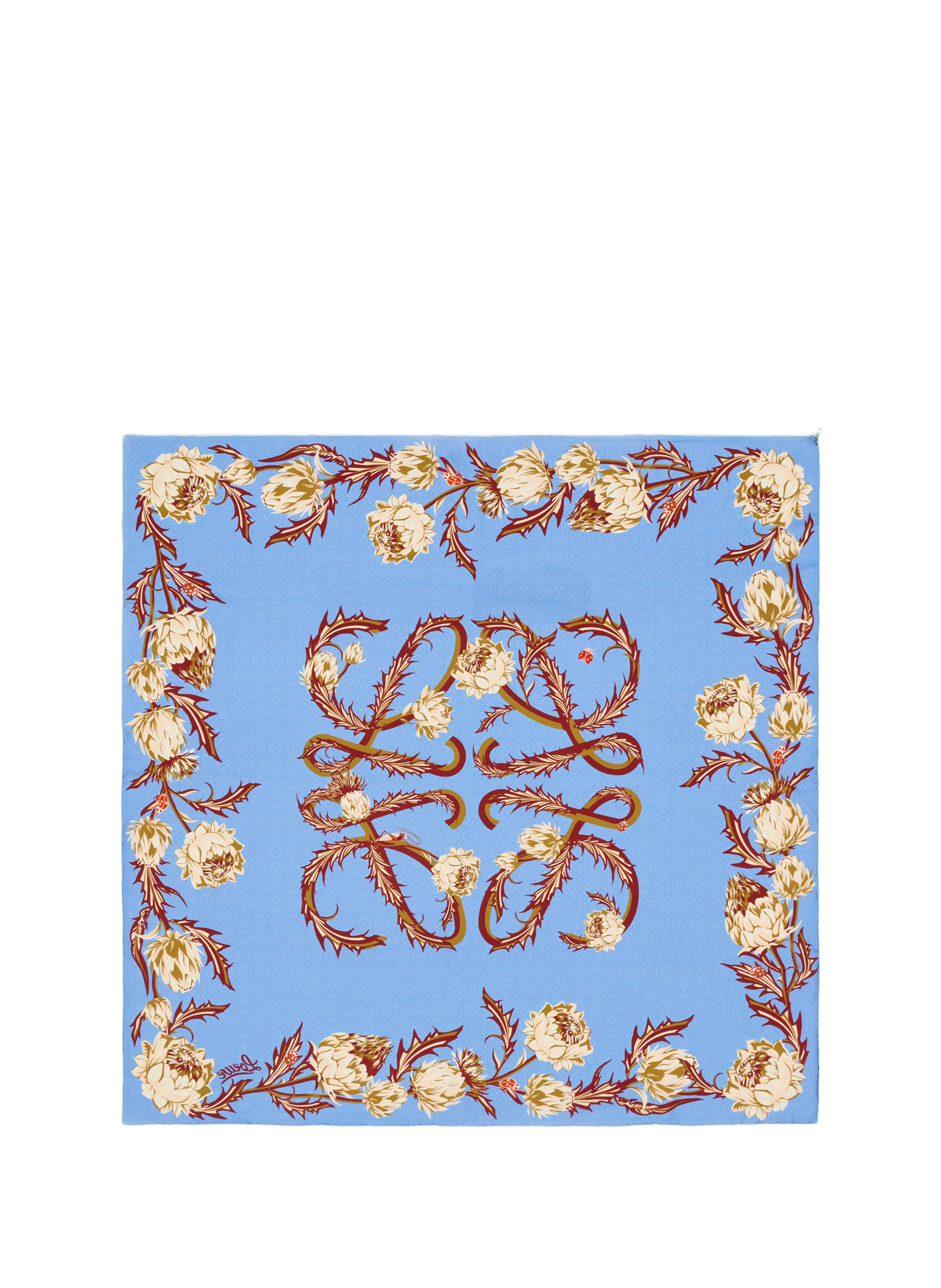 Printed silk twill scarf LOEWE Blue