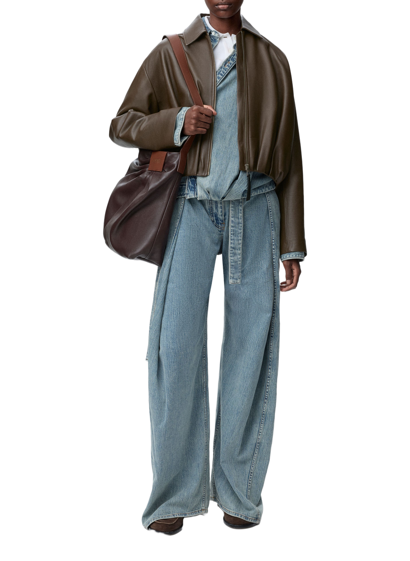 Nappa calf leather draped jacket LOEWE Green