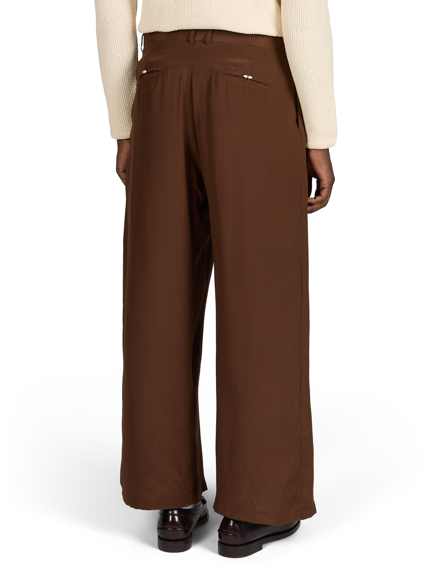 Pantalon large uni CAMPILLO Marron