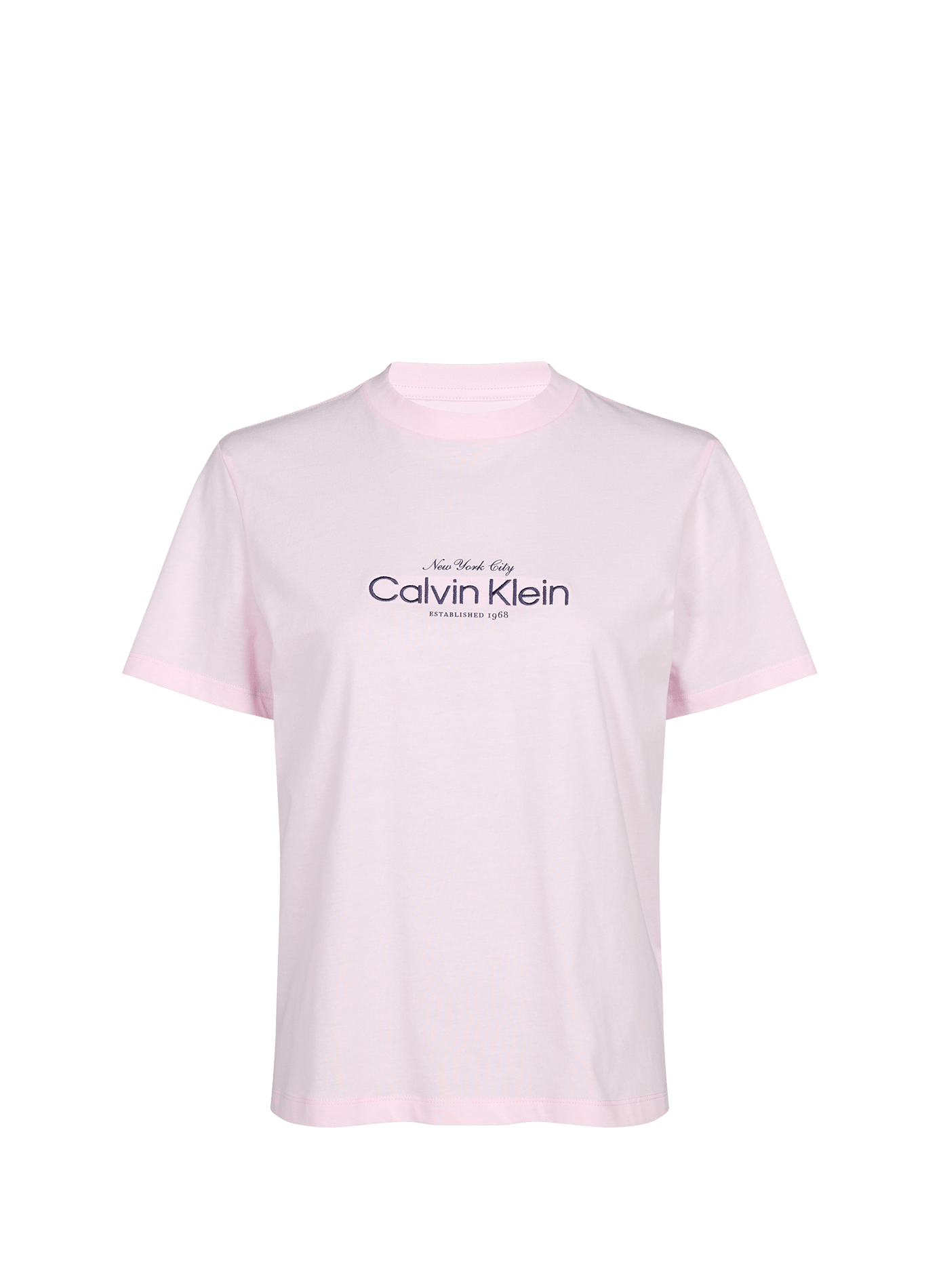 Geborduurd T-shirt met ronde hals van katoen CALVIN KLEIN Roze