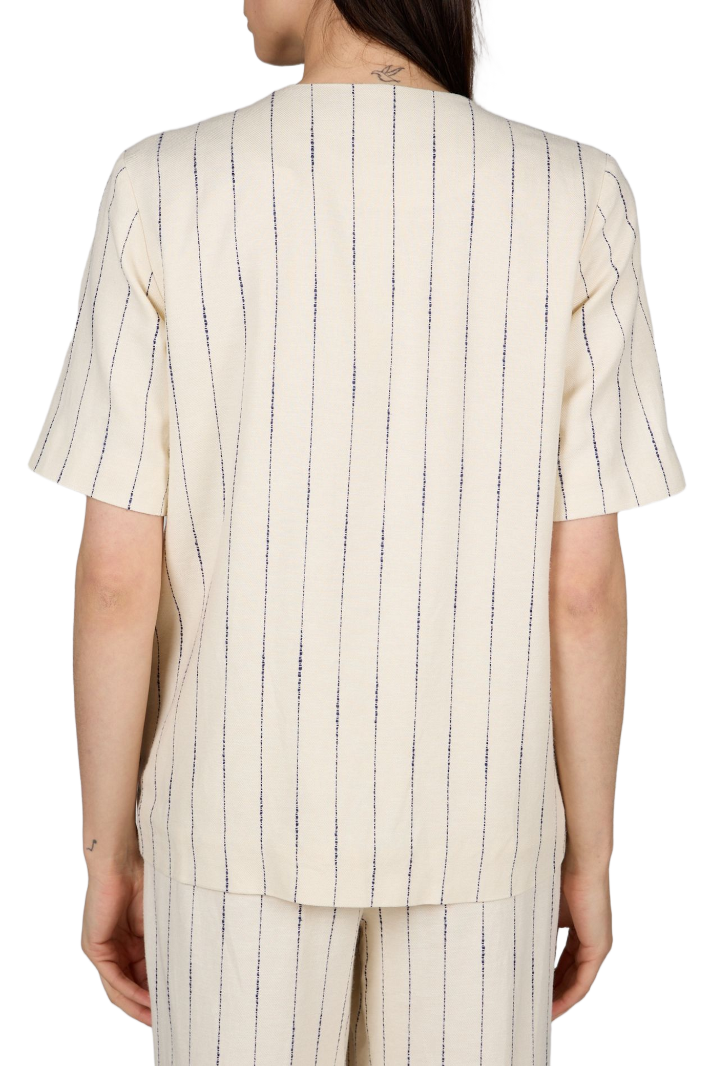 Chemise manches courtes à rayures Vidancina VILA Beige