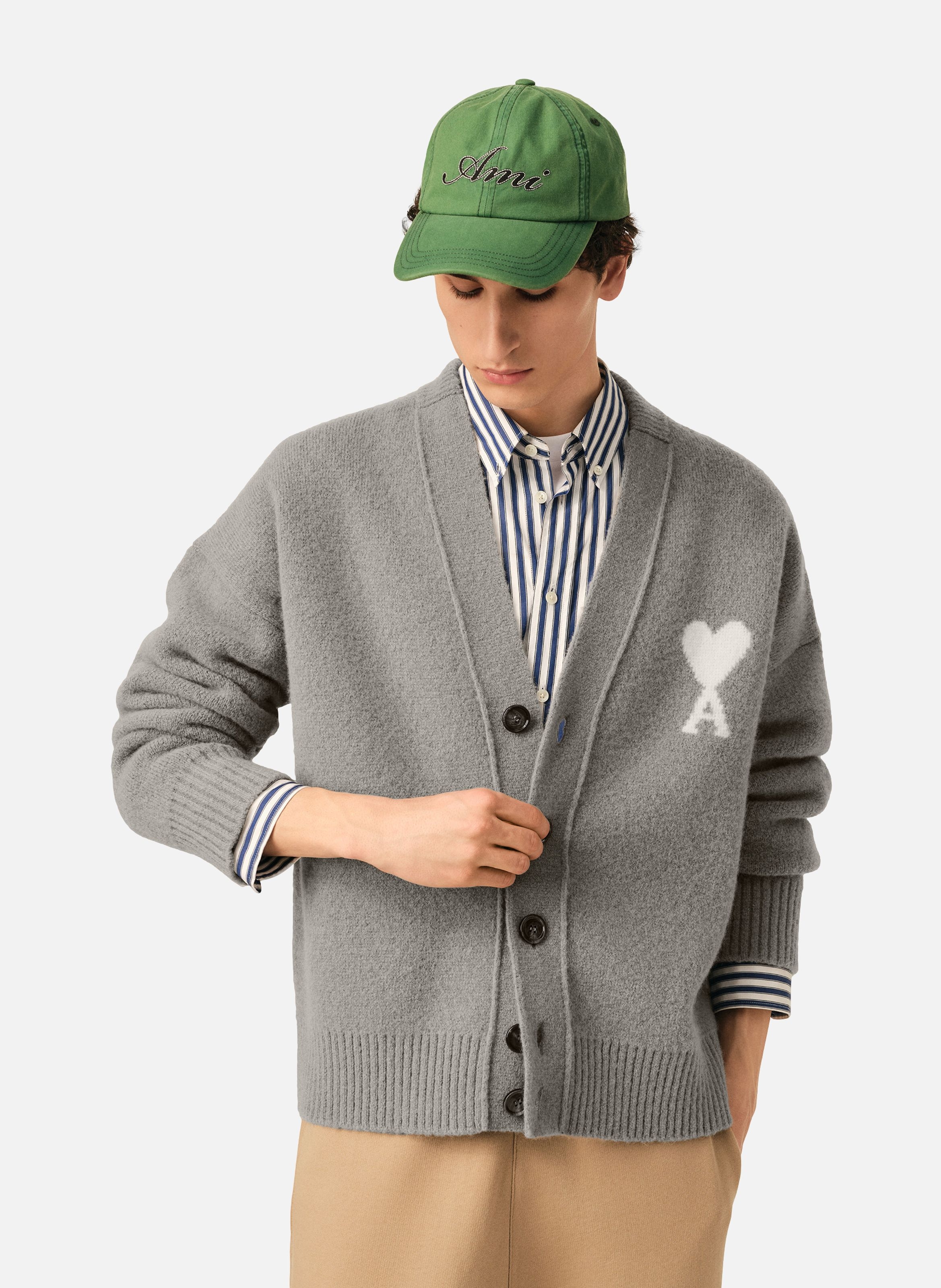 Cardigan unisexe en alpaga ami de coeur AMI PARIS Gris