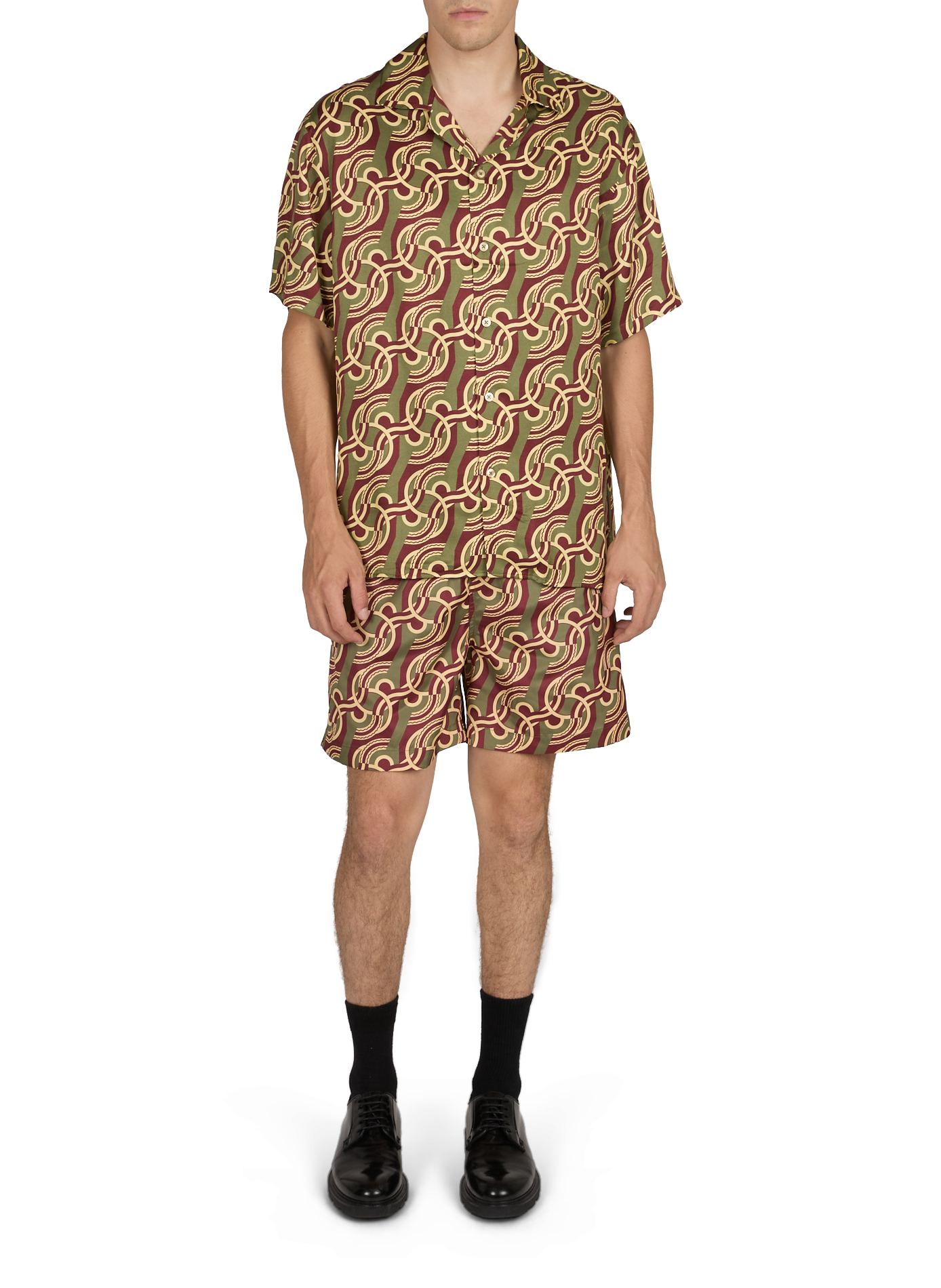 Short-sleeve Jacquard Link Shirt DROLE DE MONSIEUR Khaki