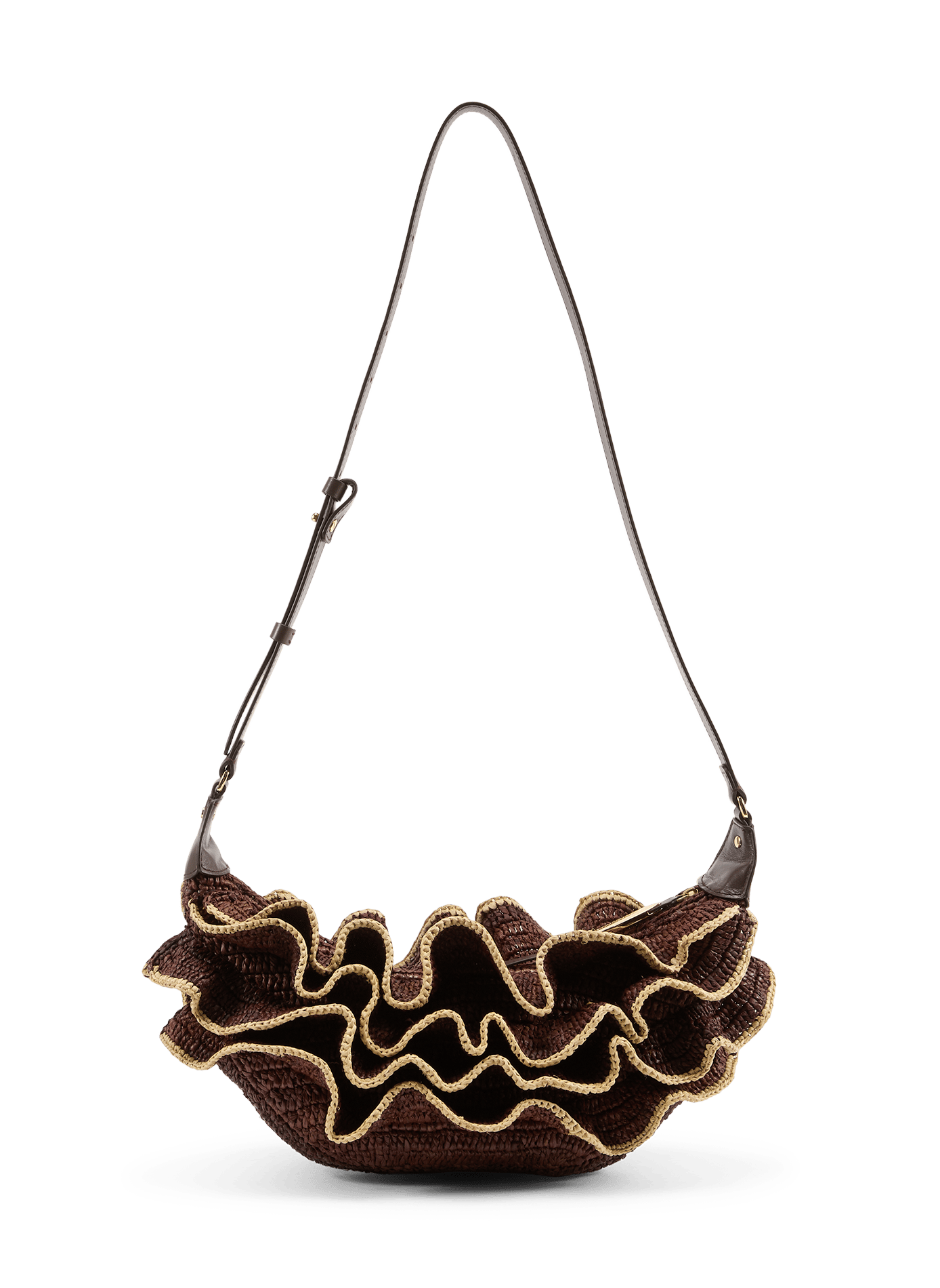 Goldent raffia shoulder bag ZIMMERMANN Brown