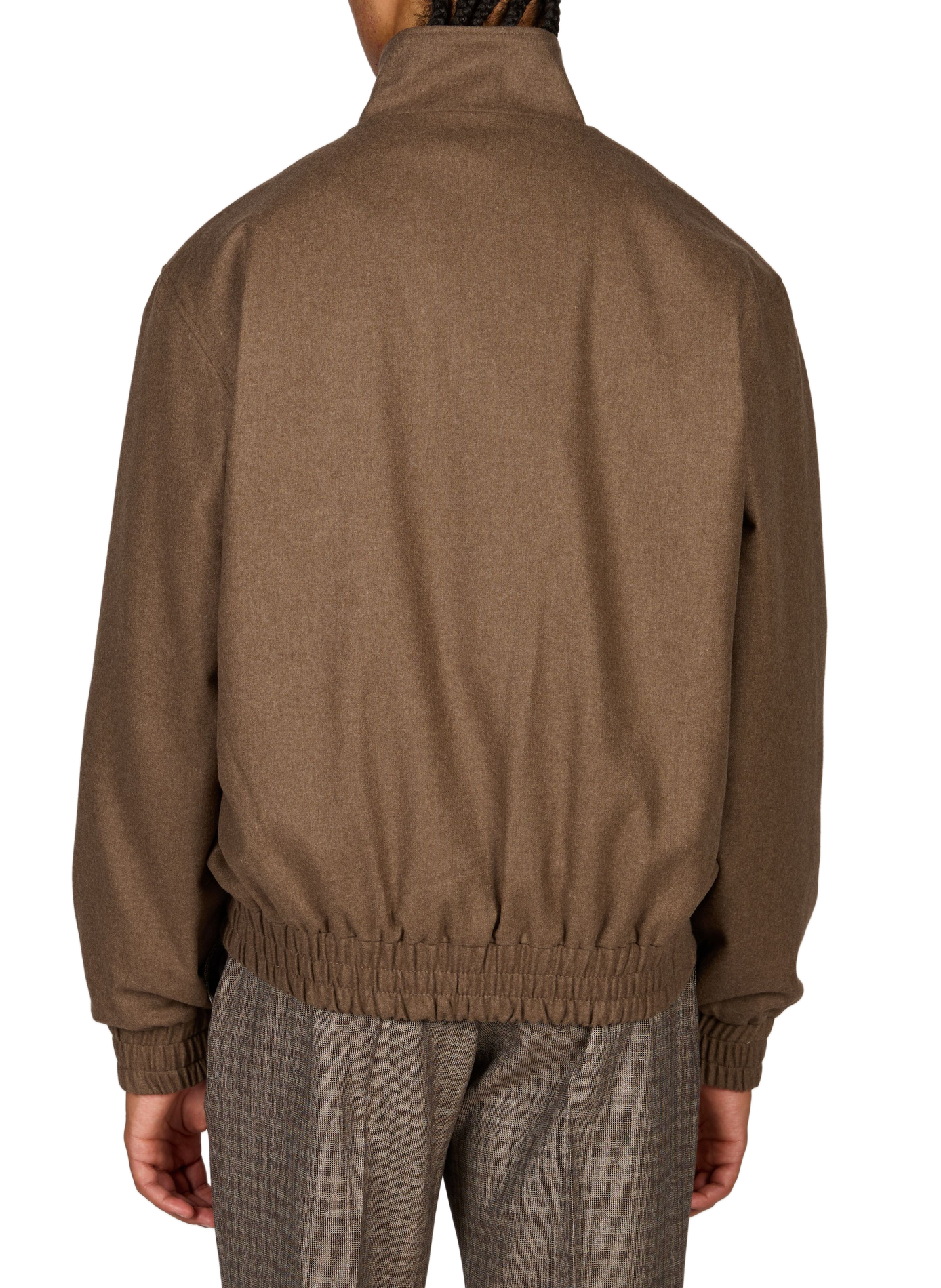 Veste zippée unie en laine mélangée DROLE DE MONSIEUR Marron