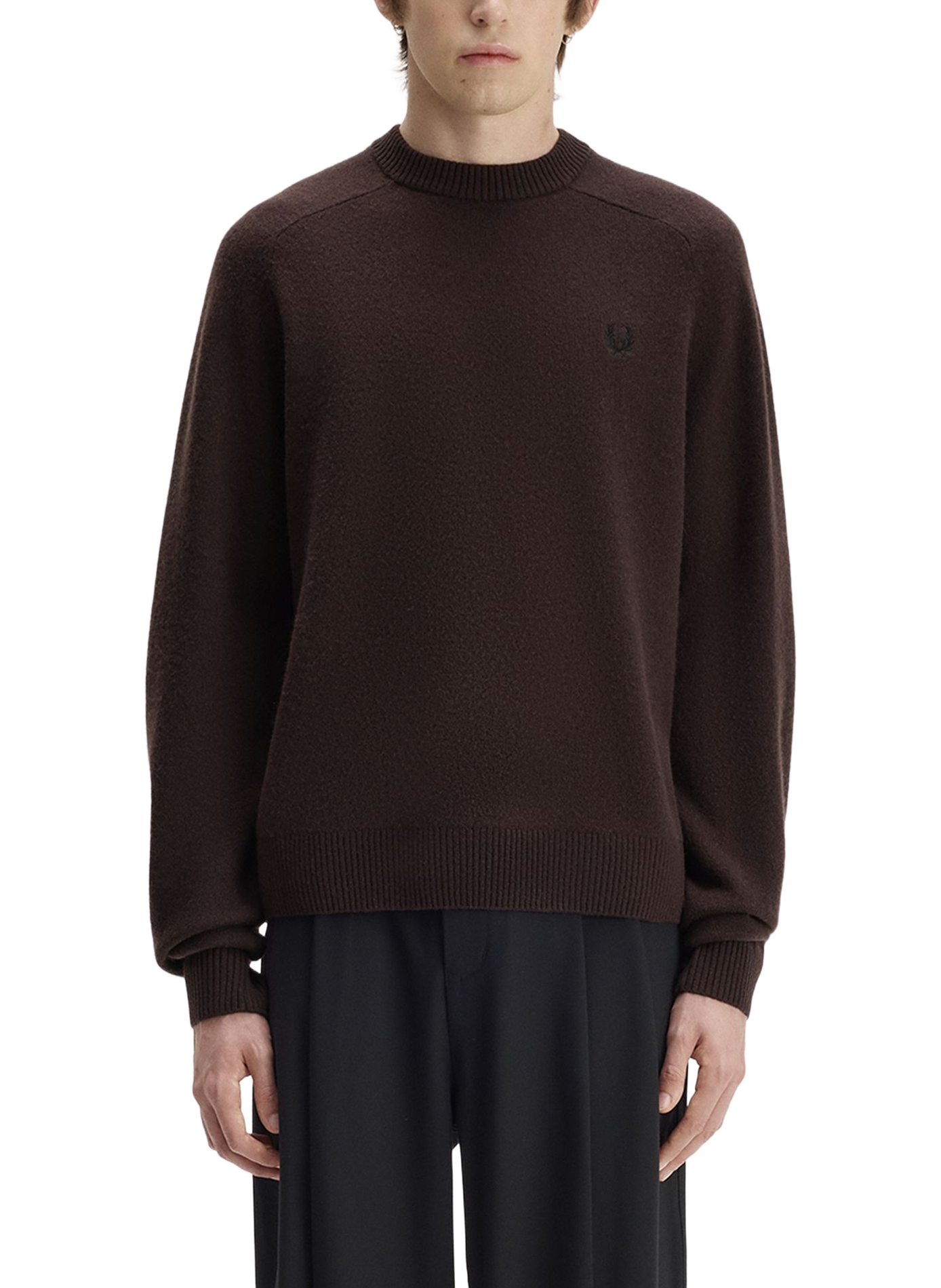 Gerader Rundhalsausschnitt-Pullover aus Wolle FRED PERRY Braun