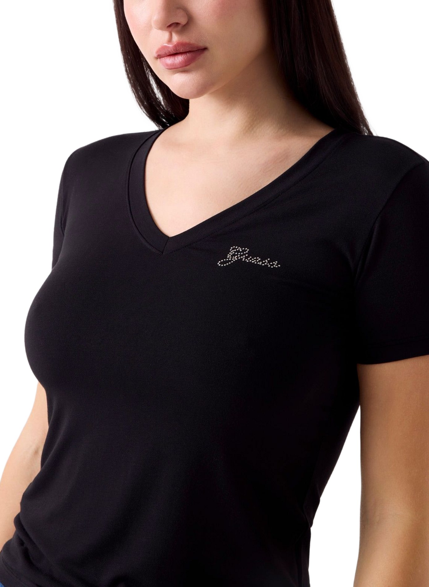 Camiseta cuello en V GUESS Negro