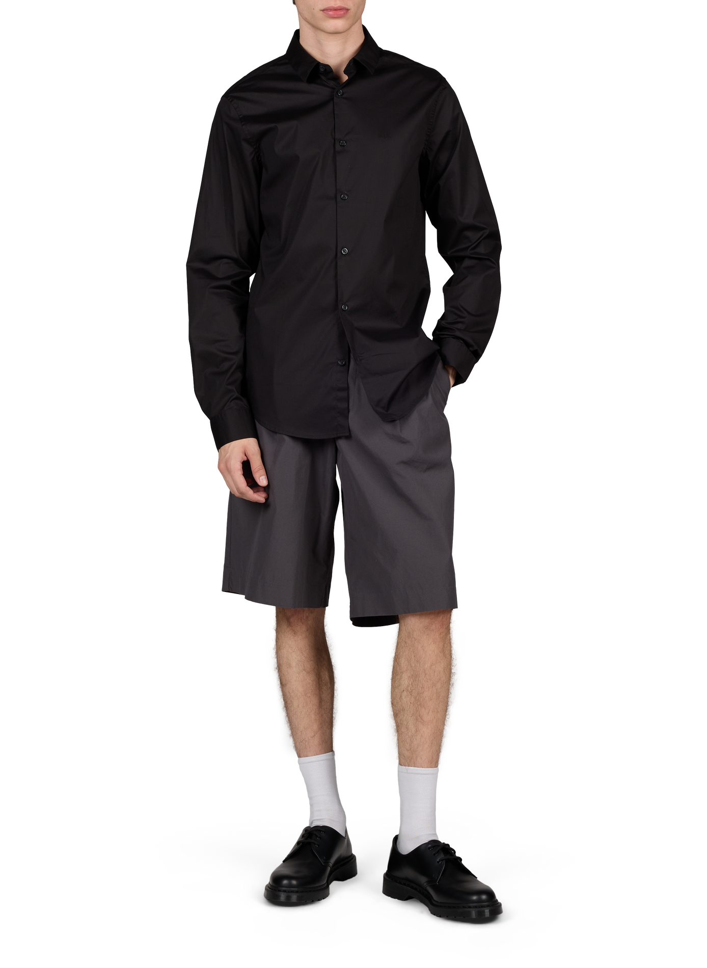 Hemd mit klassischem Kragen aus Baumwollmischung ARMANI EXCHANGE Schwarz