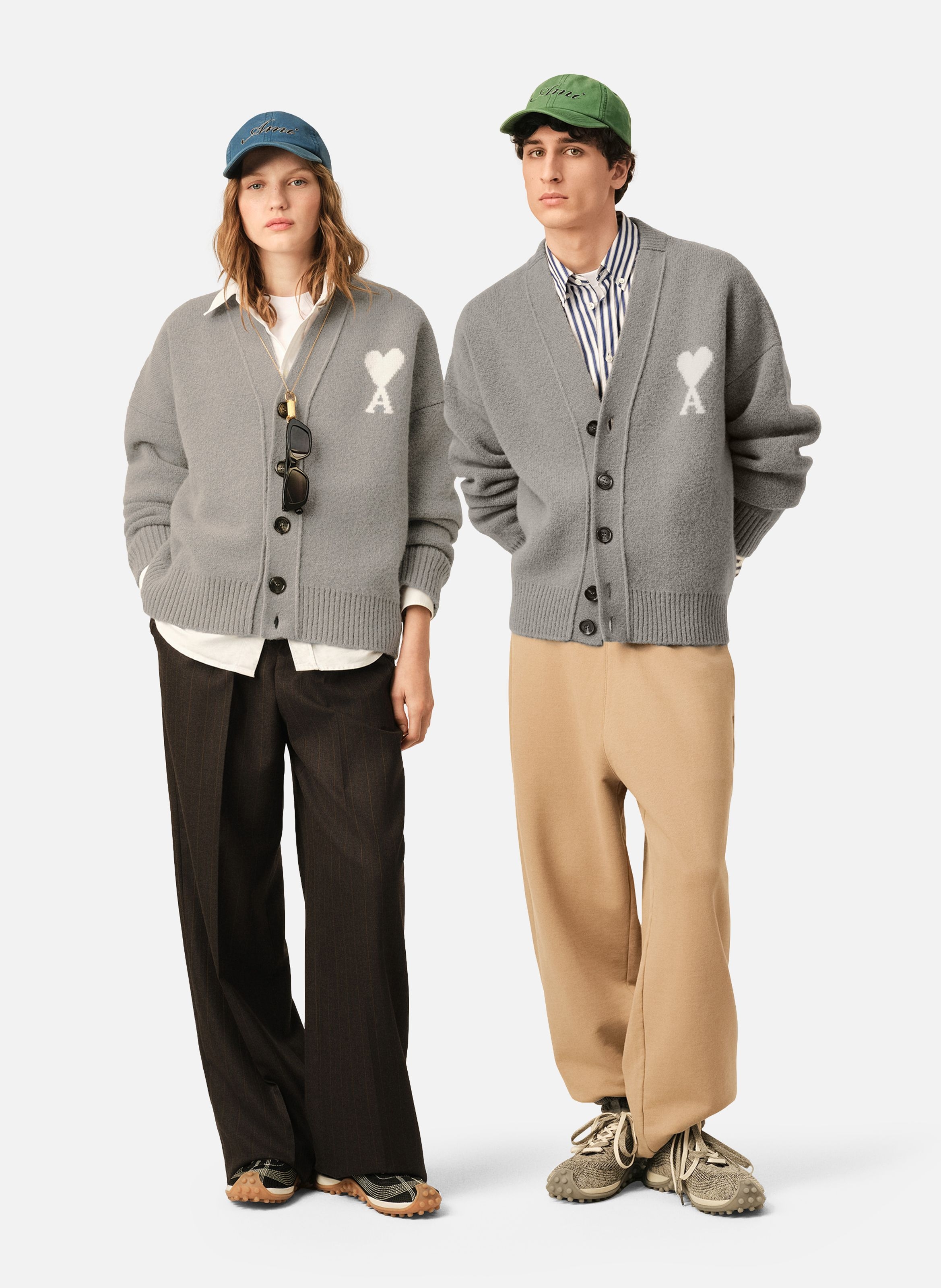 Cardigan unisexe en alpaga ami de coeur AMI PARIS Gris