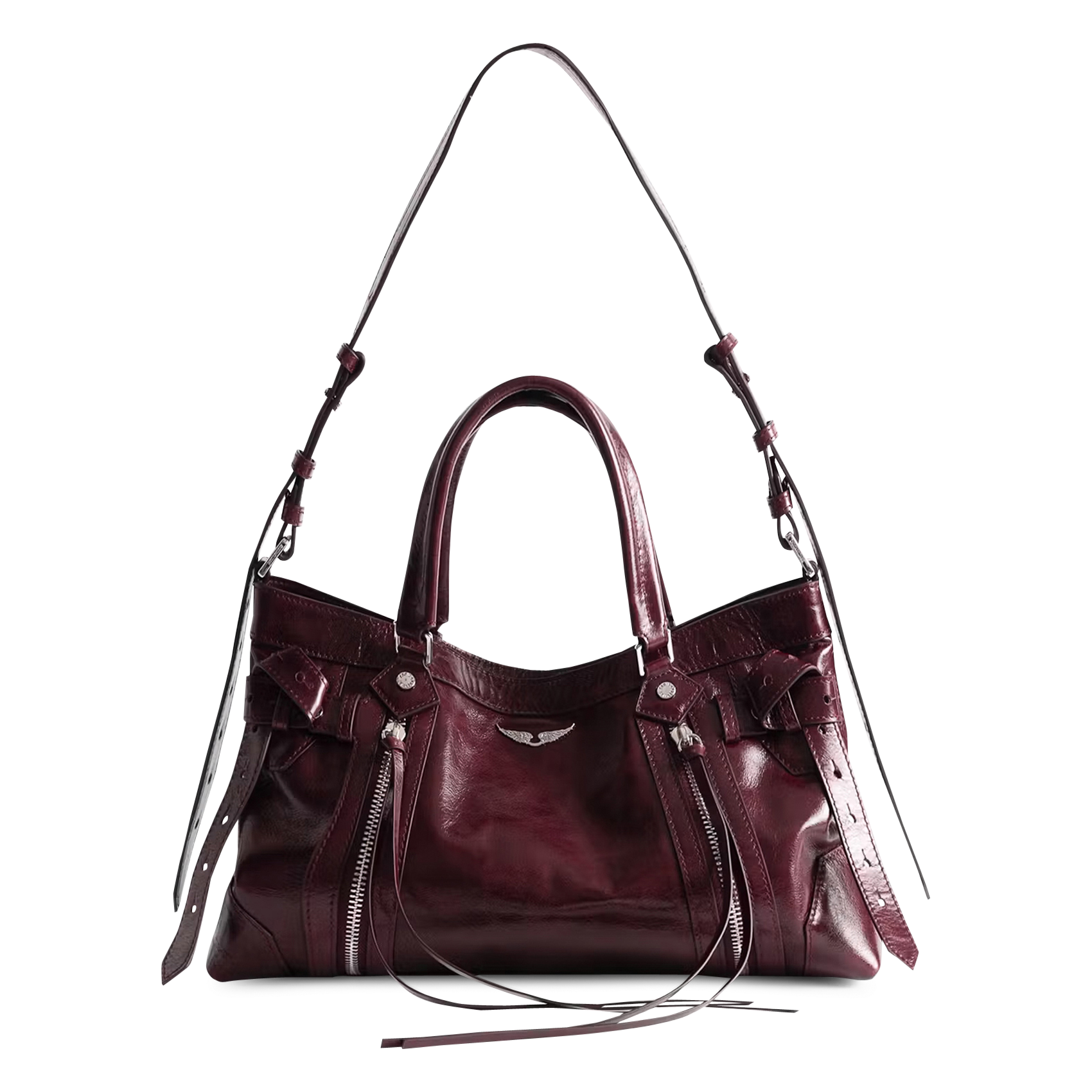 Sac bandoulière en cuir skull keyring ZADIG&VOLTAIRE Violet