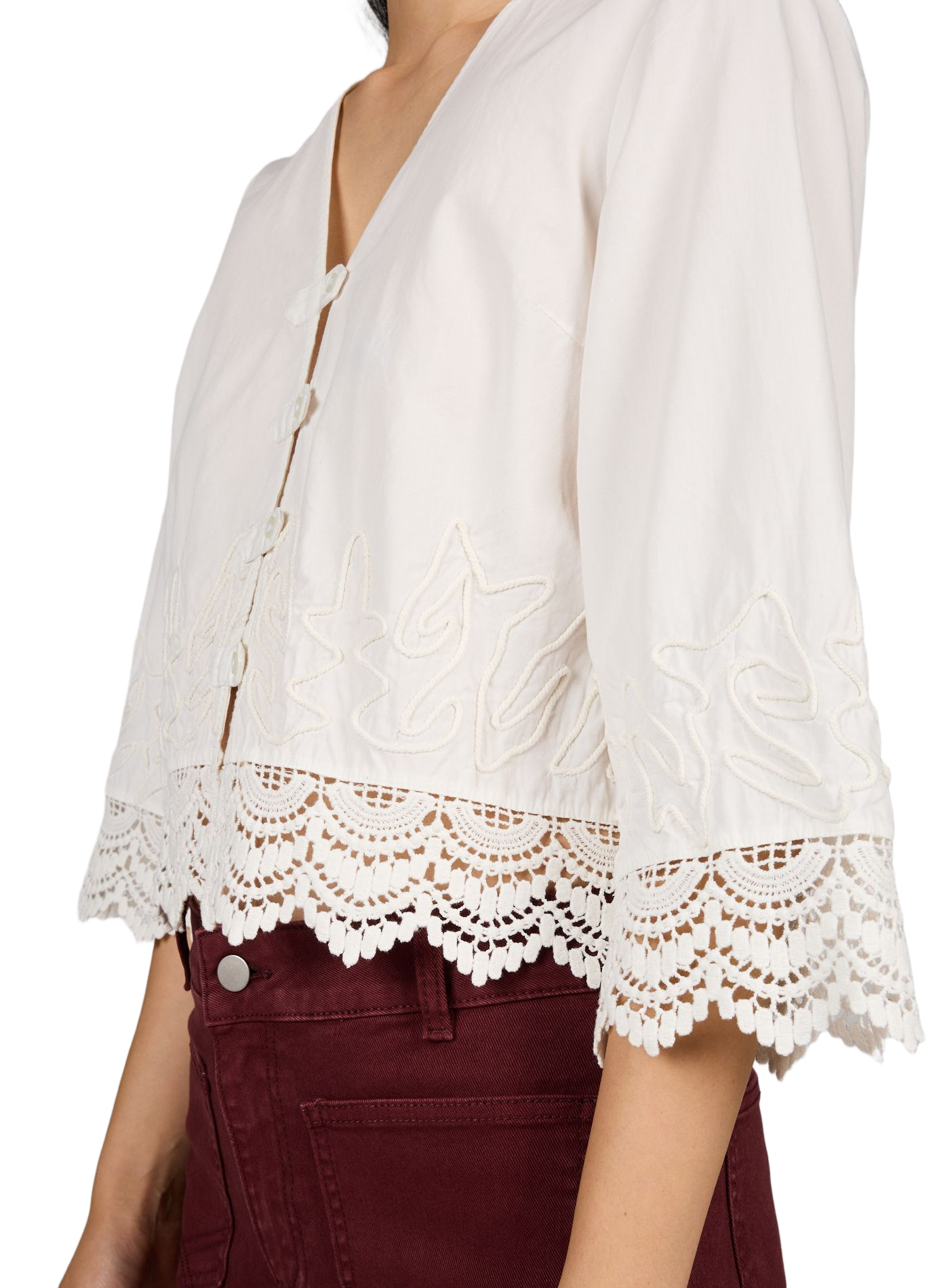 Bluse mit Baumwollstickereien VILA Weiss