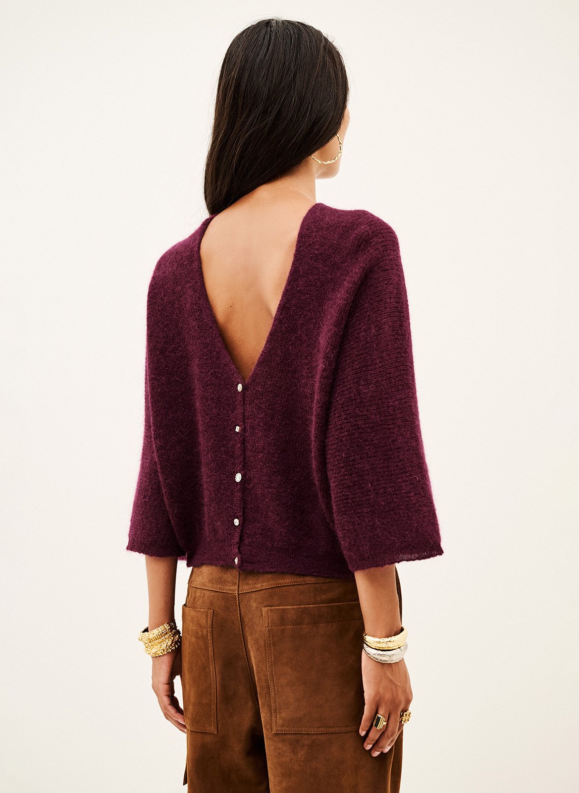 Cardigan ample en laine mélangée isaac BA&SH Violet