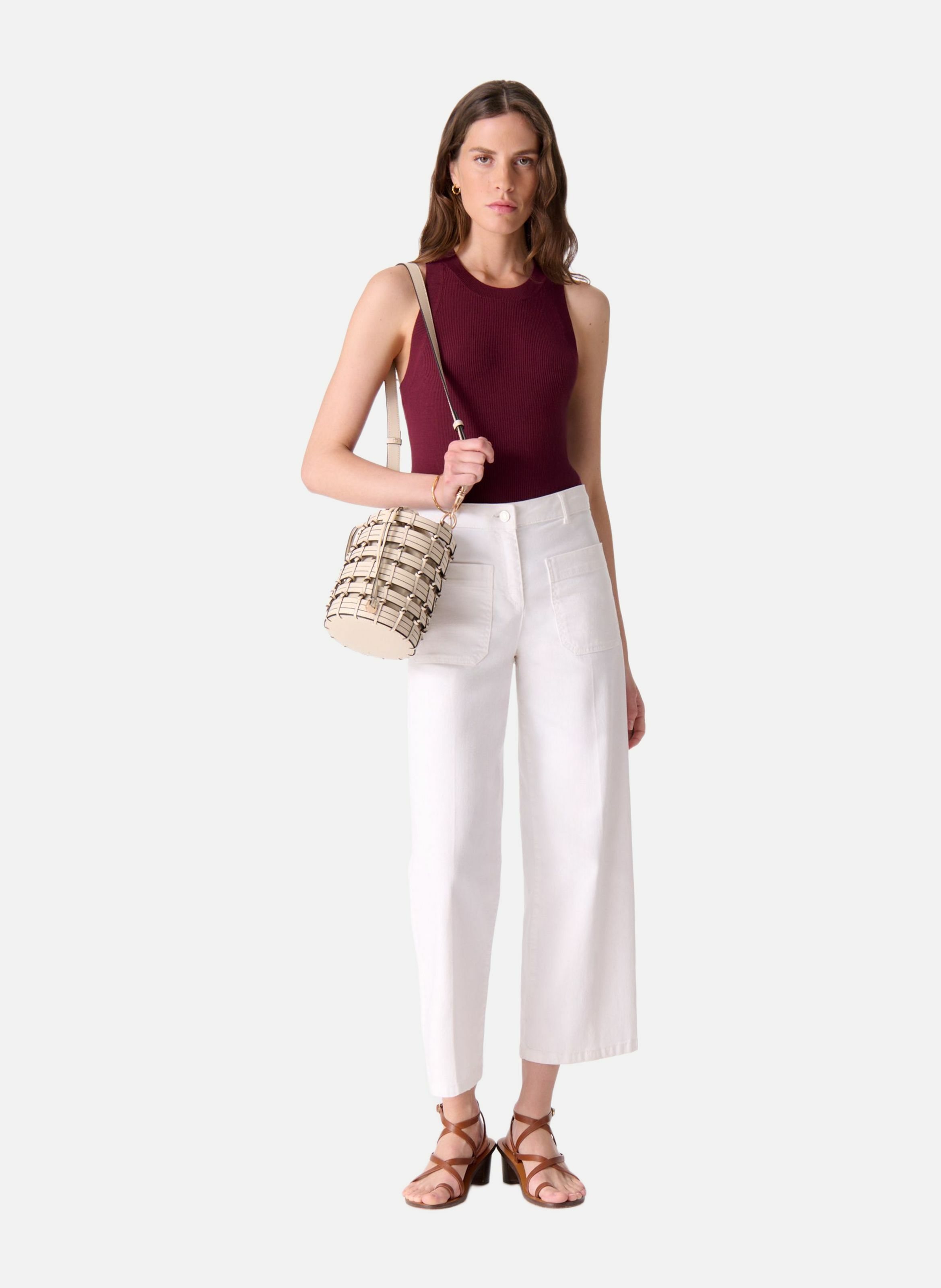 Jean crop helias VANESSA BRUNO Blanc