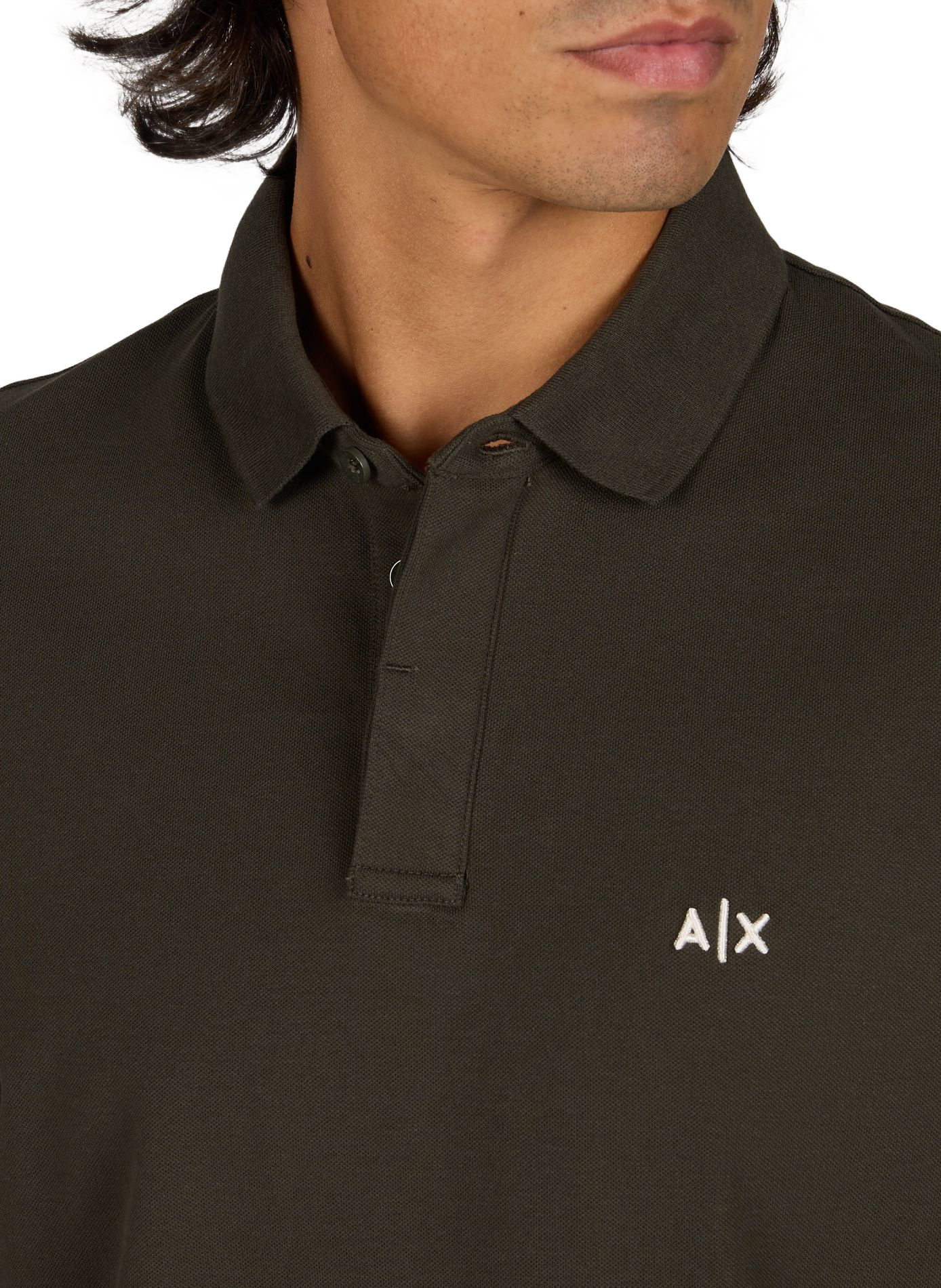 Long-sleeve cotton blend polo shirt  Peat