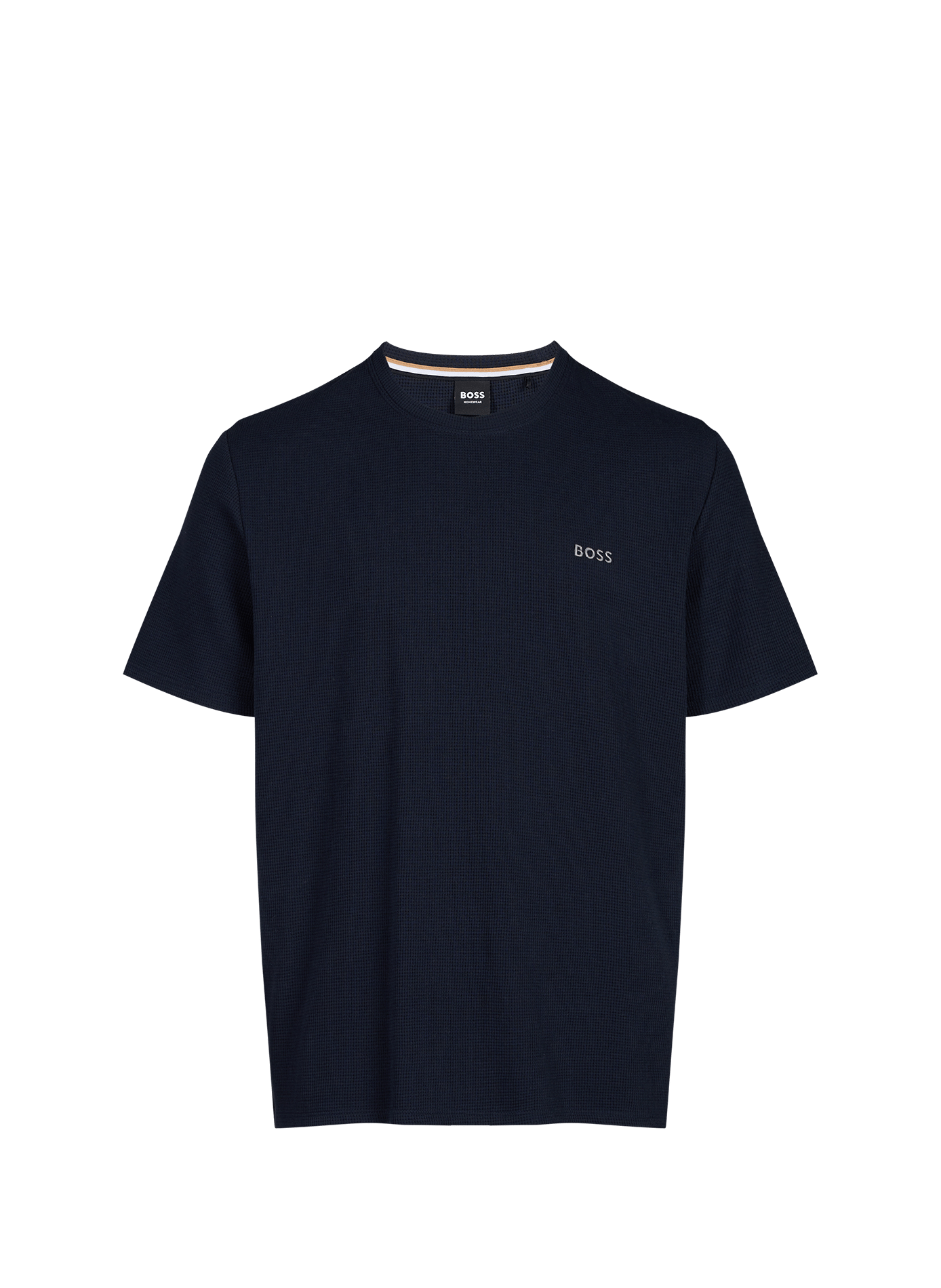 Camiseta de cuello redondo en mezcla de algodón piqué BOSS Azul