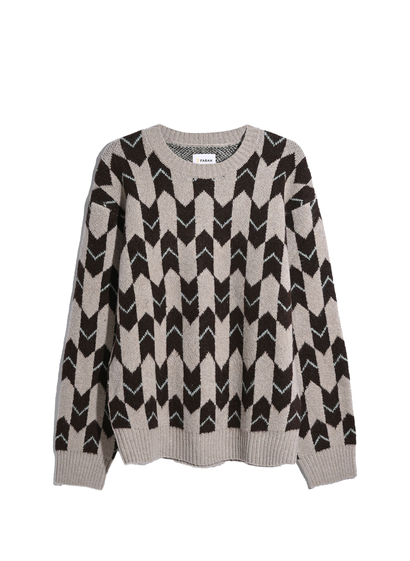 Pull droit manches longues imprimé FARAH Brown