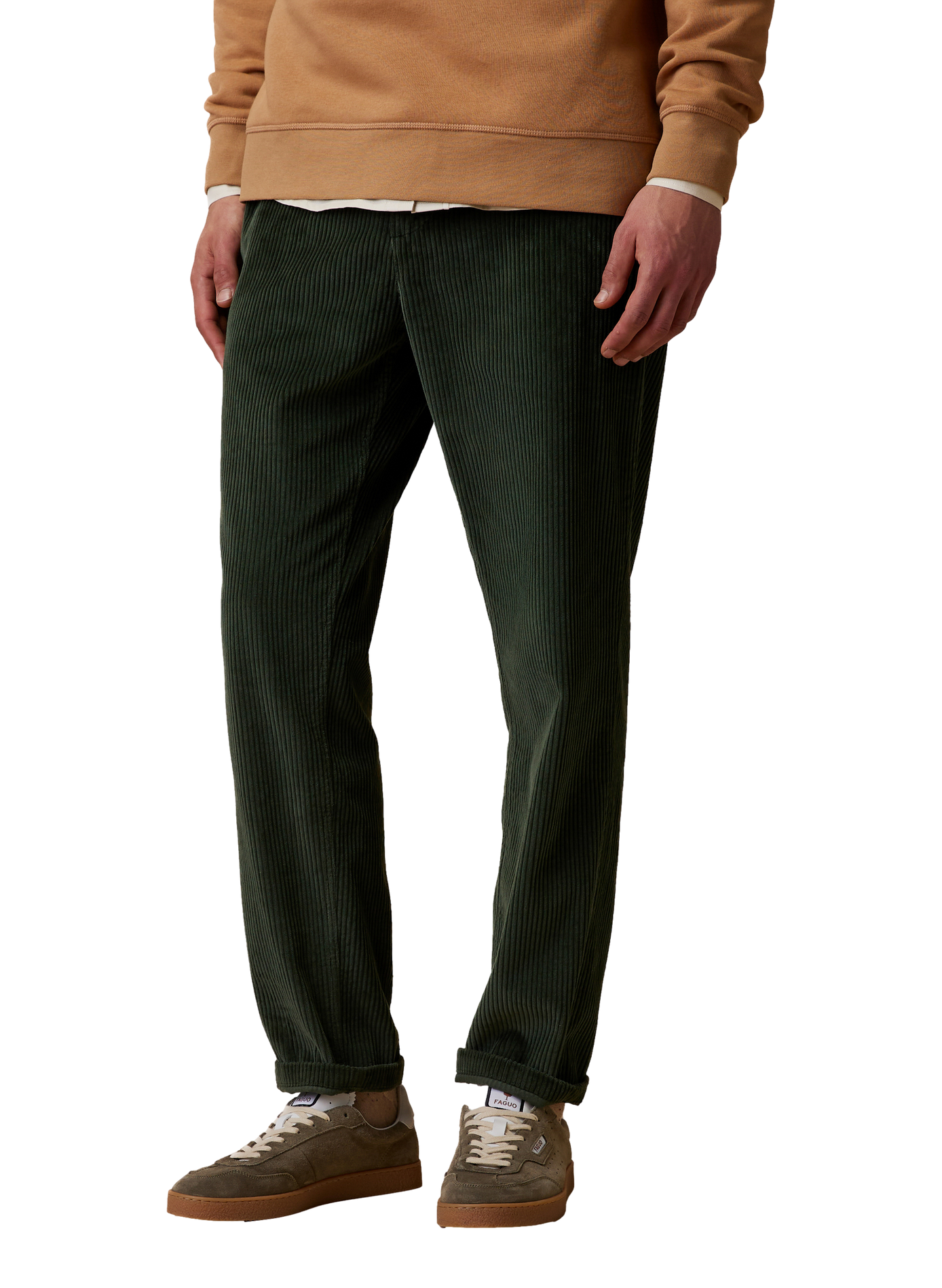 Pantalon droit en velours côtelé | Vert FAGUO Homme