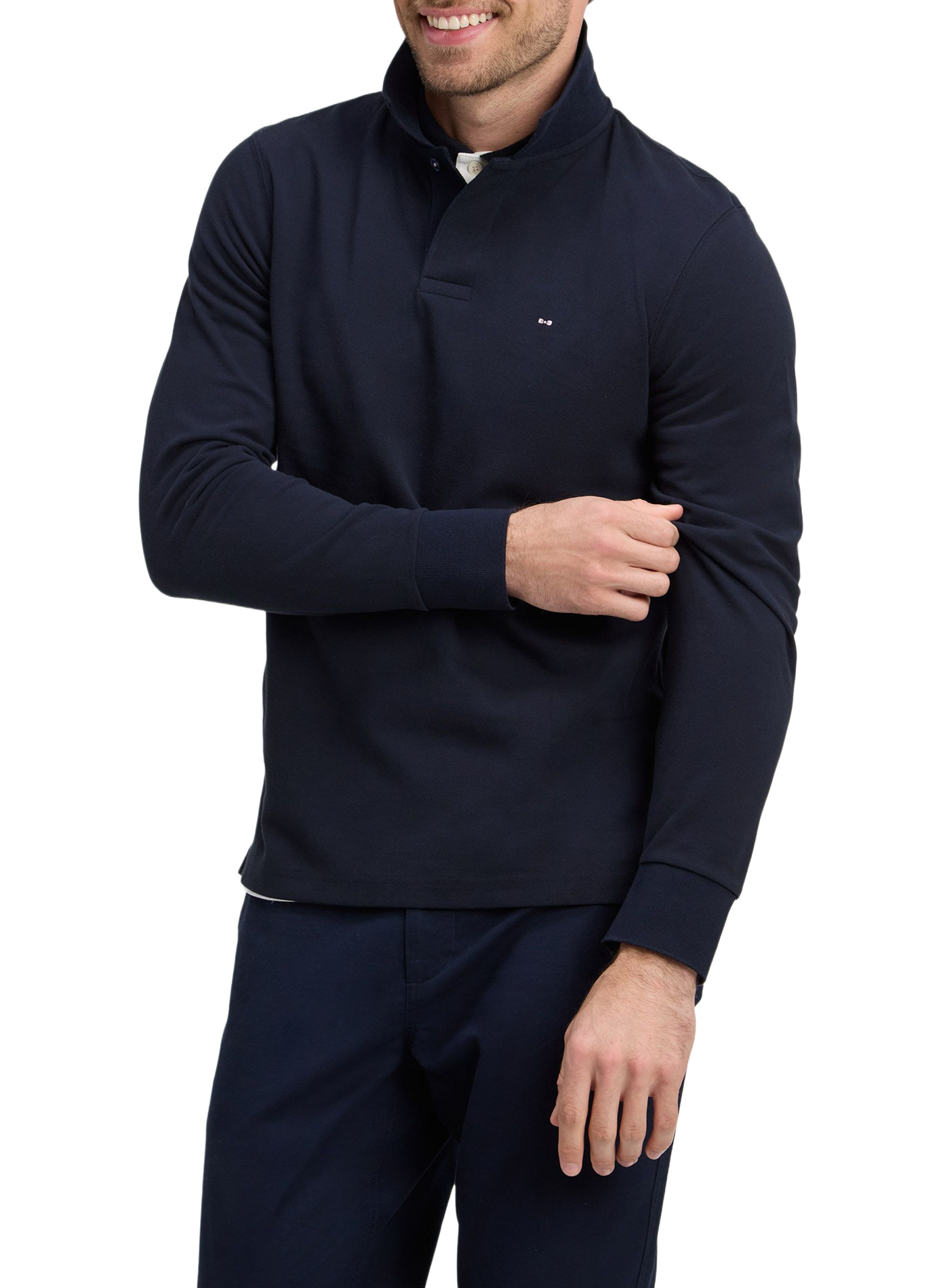 Gerader Baumwoll-Poloshirt EDEN PARK Blau