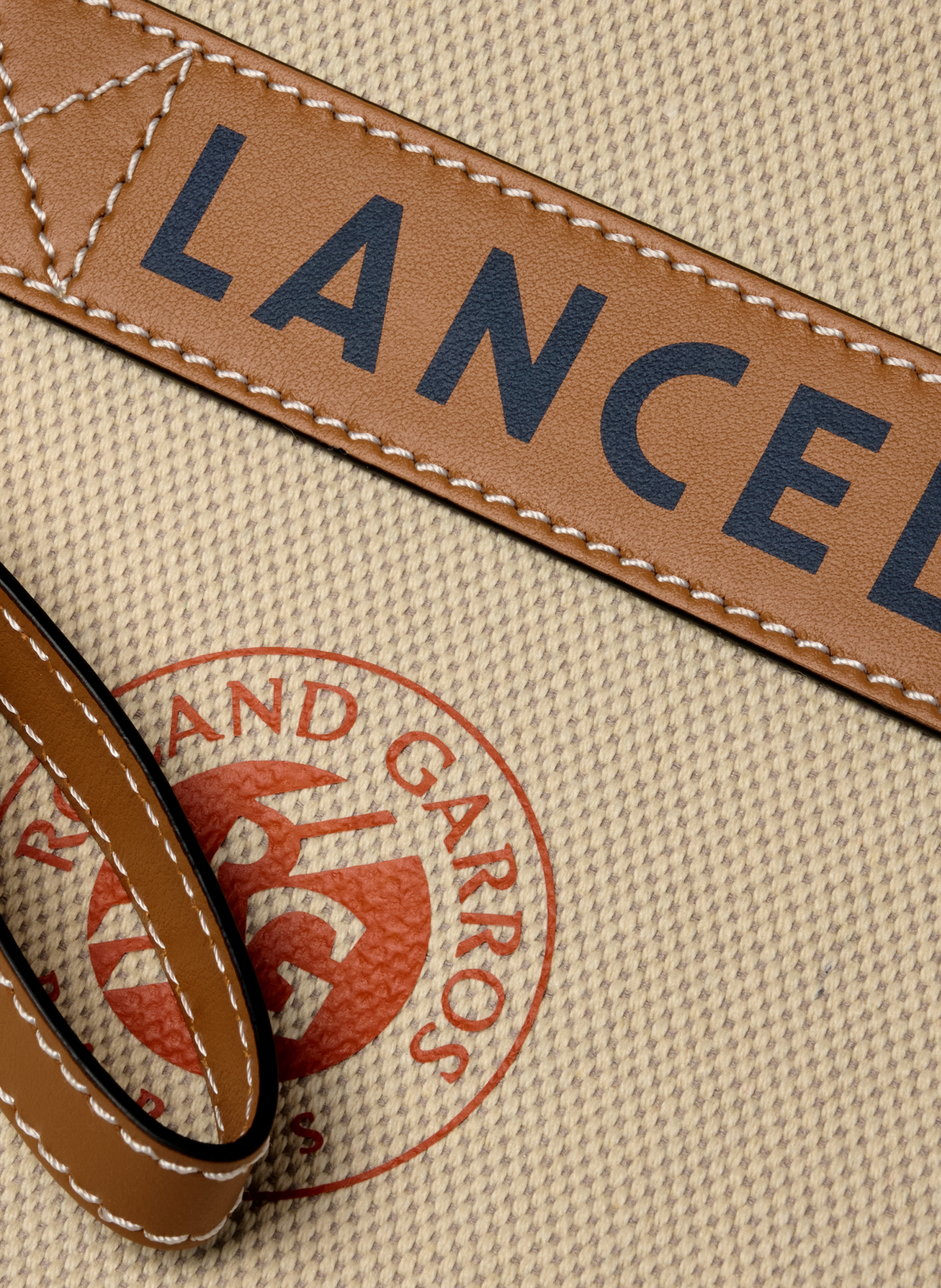 Pochette dragonne zippée lancel x roland garros en coton LANCEL Beige