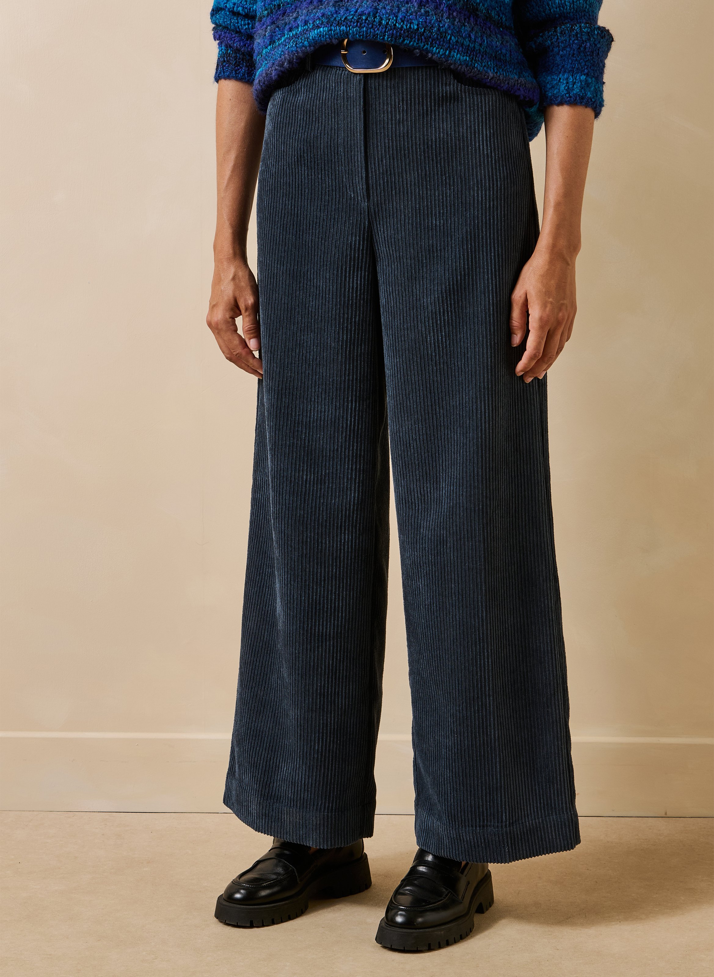 Wijde ribfluwelen broek LA FEE MARABOUTEE Blauw
