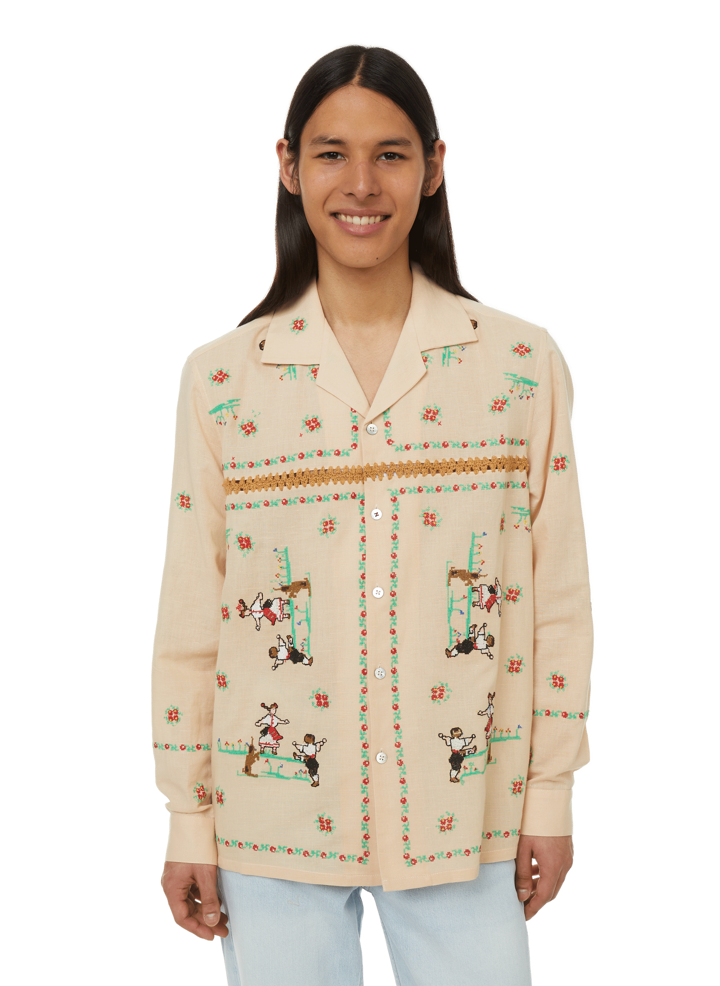 Chemise Joy of living en coton mélangé BAZISZT Beige