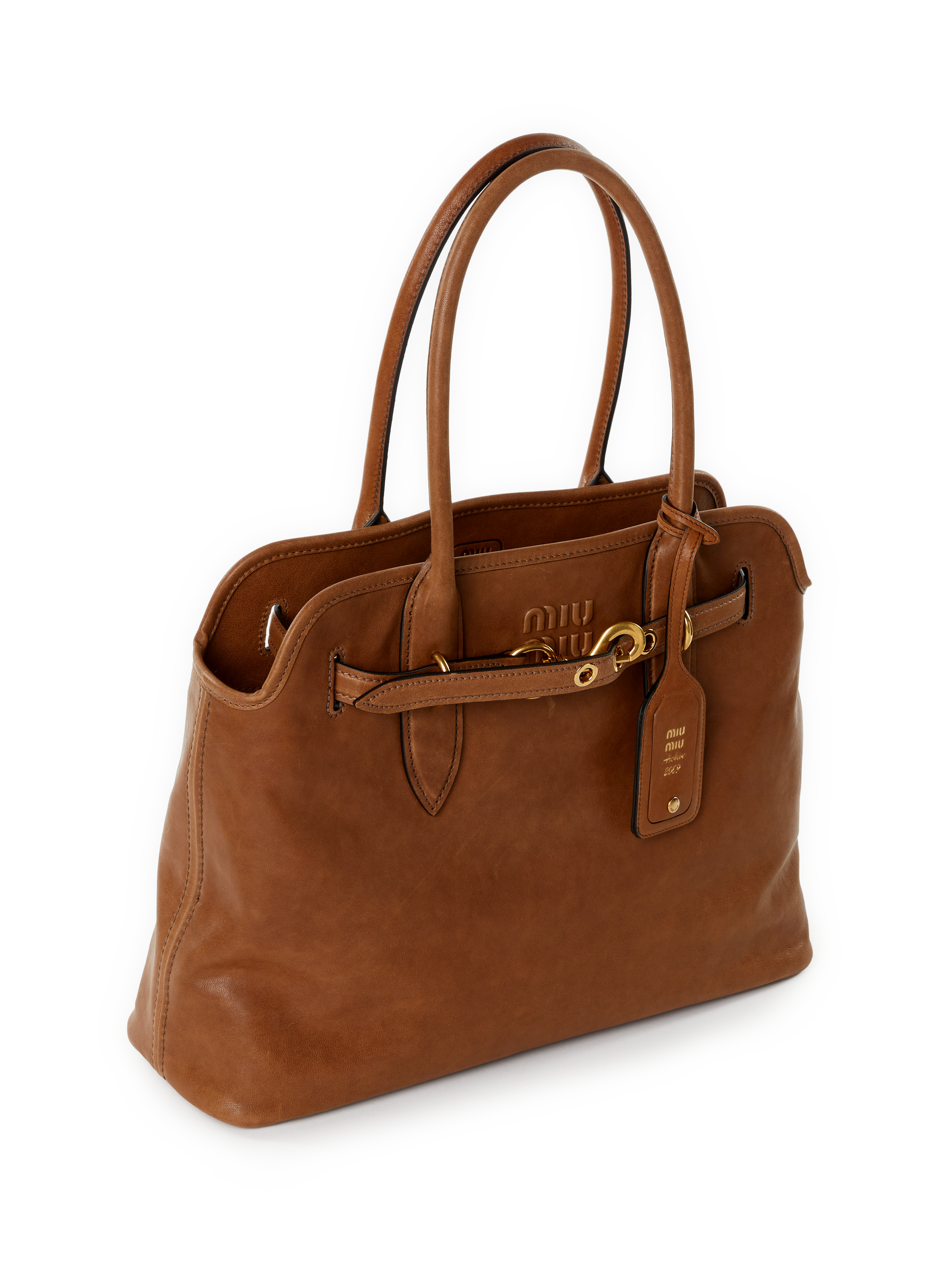 Sac à main Aventure en cuir  MIU MIU Marron