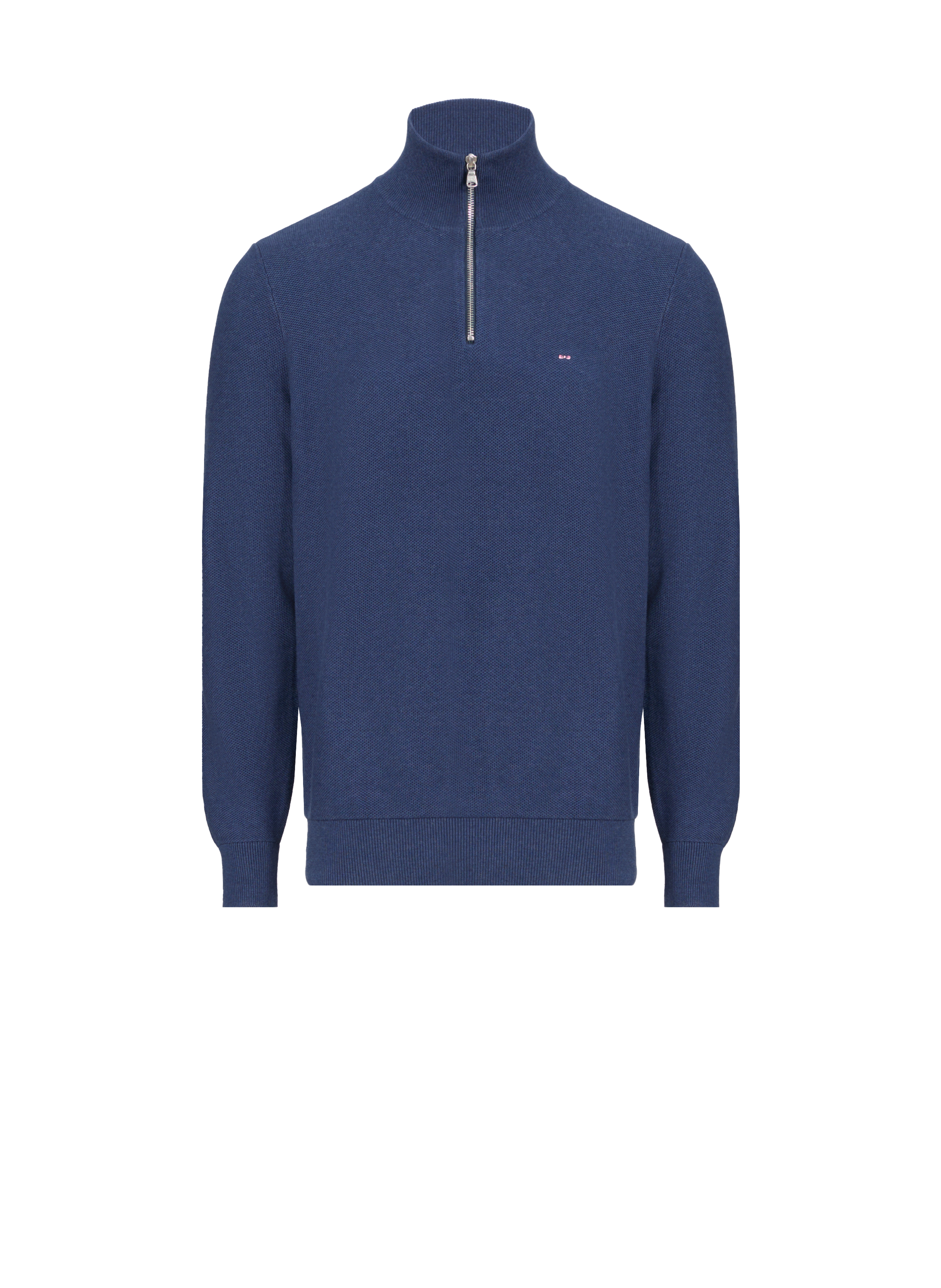 EDEN PARK Pull à col zippé en coton Bleu