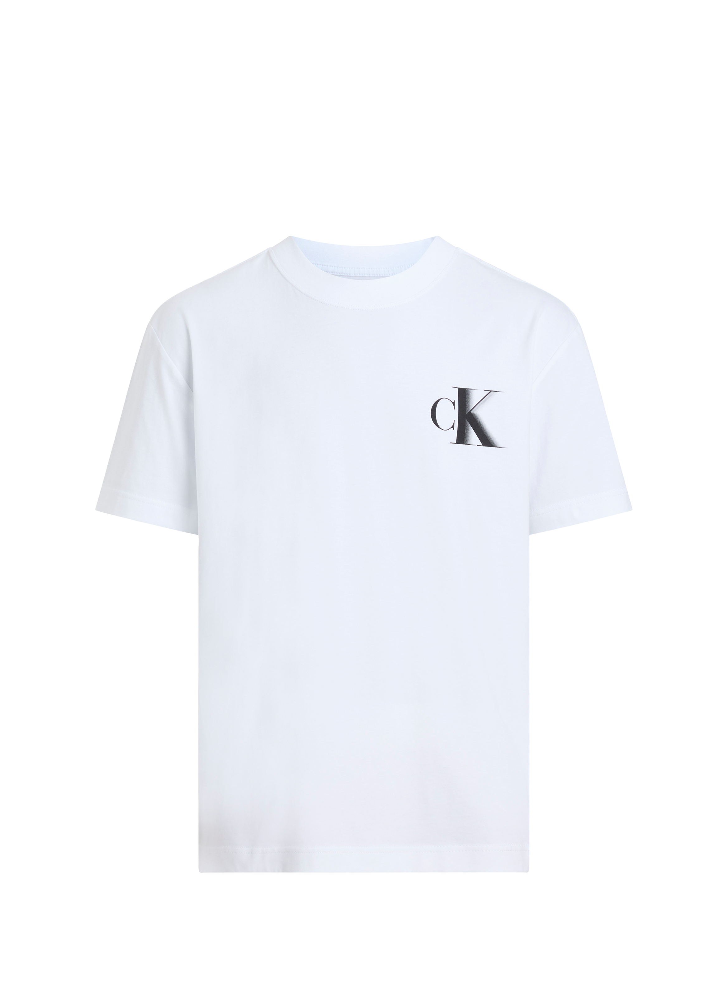 Straight printed cotton T-shirt  Bright white