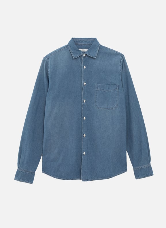 Chemise droite col classique en jean Bleu by IKKS IKKS Chemise droite col classique en jean Bleu