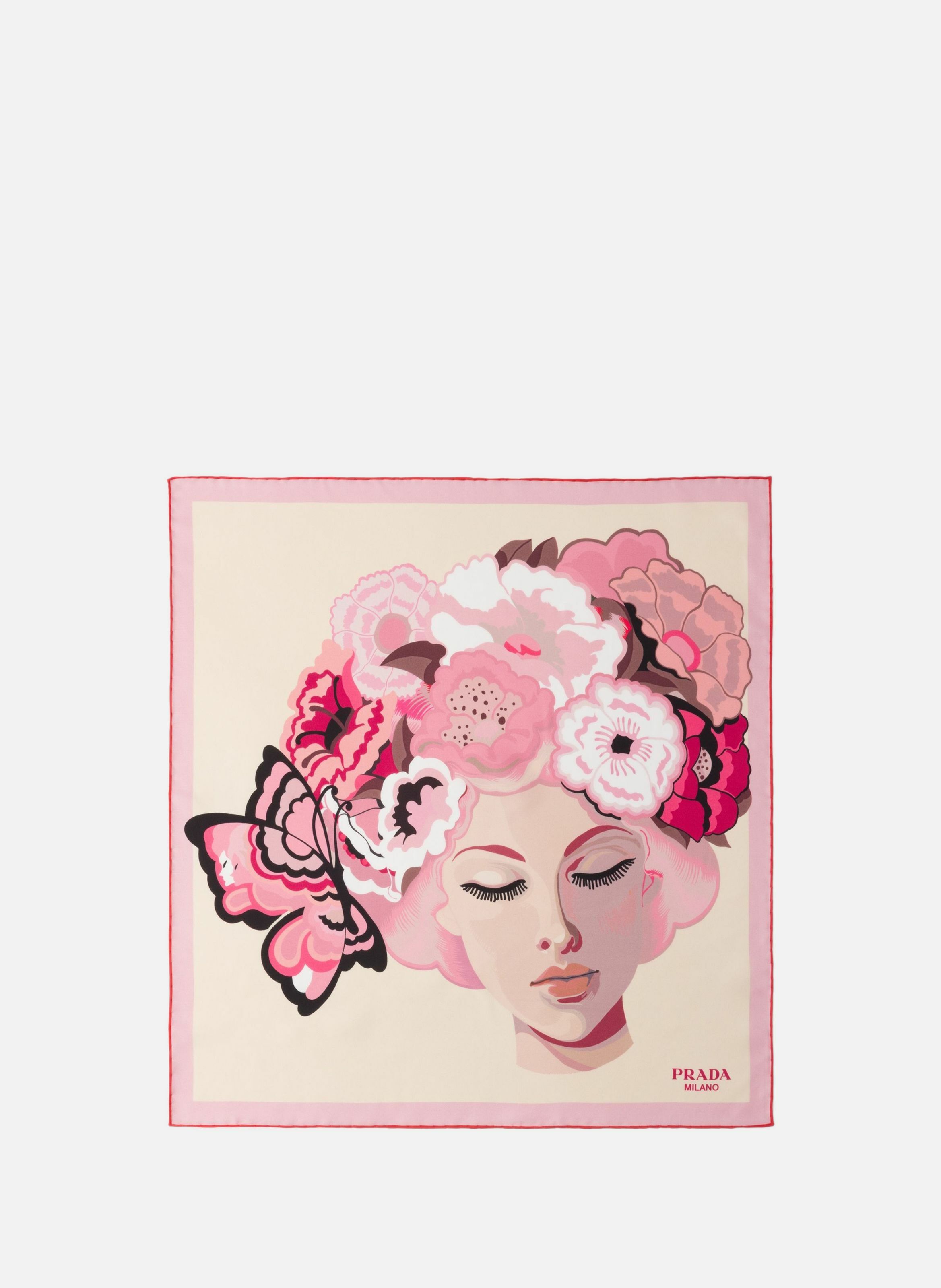 Foulard en sergé de soie imprimé 55 PRADA Rose