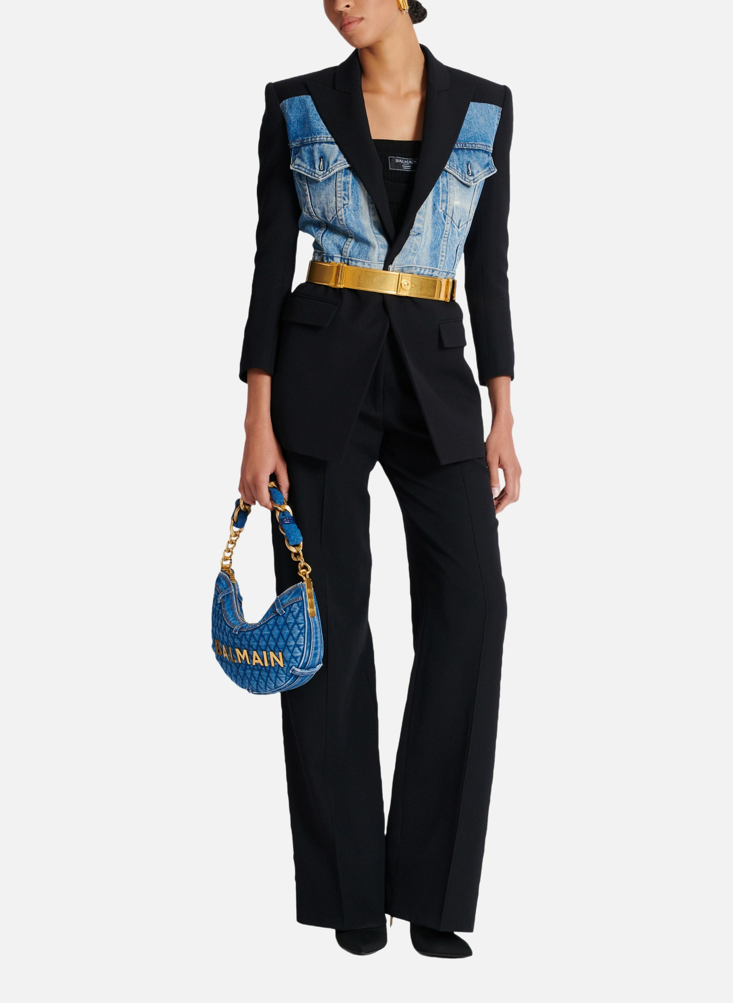 Pantalon de tailleur en grain de poudre BALMAIN Noir