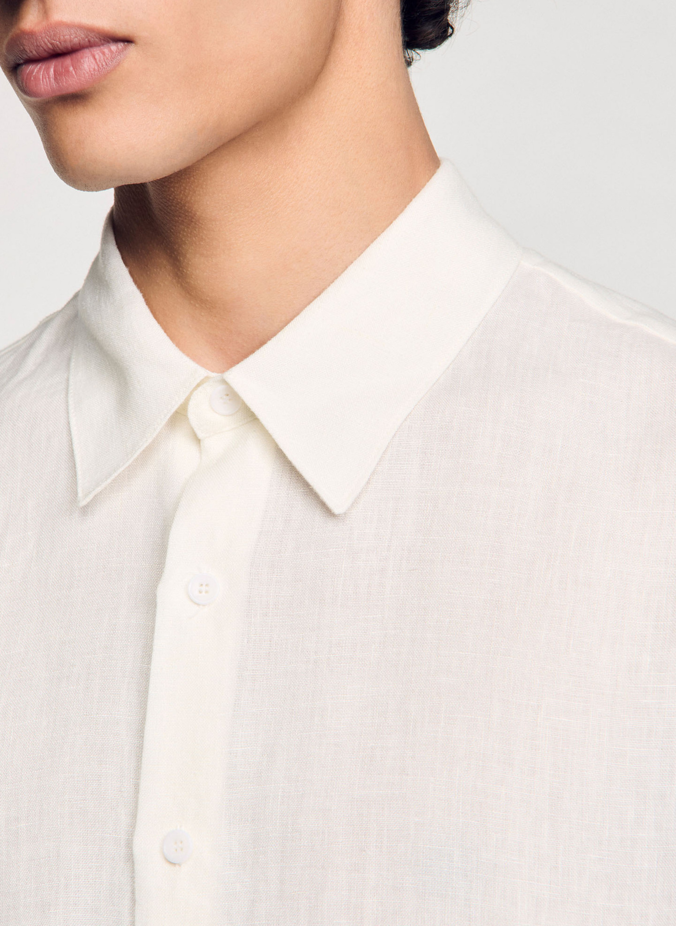 Chemise droite en lin SANDRO Beige