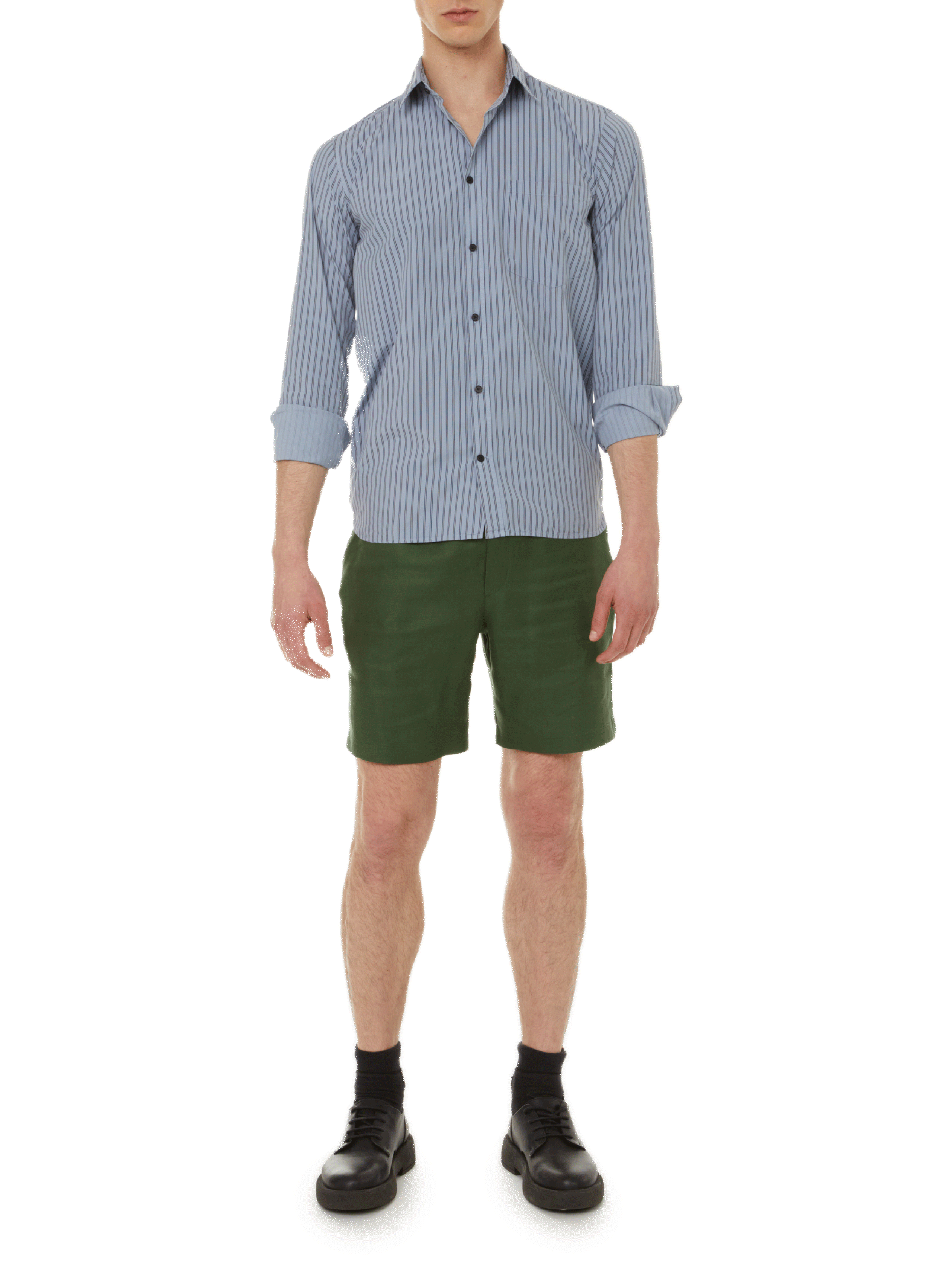 Chemise rayée en popeline de coton SAISON 1865 Vert