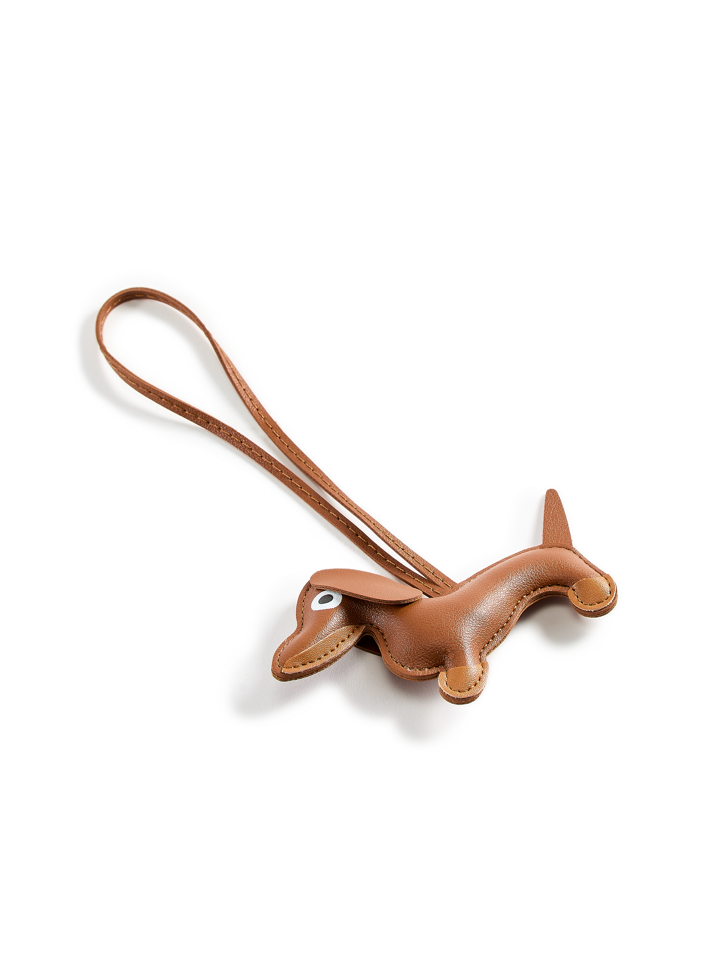 Dog-shaped leather keychain to attach AU PRINTEMPS PARIS Brown