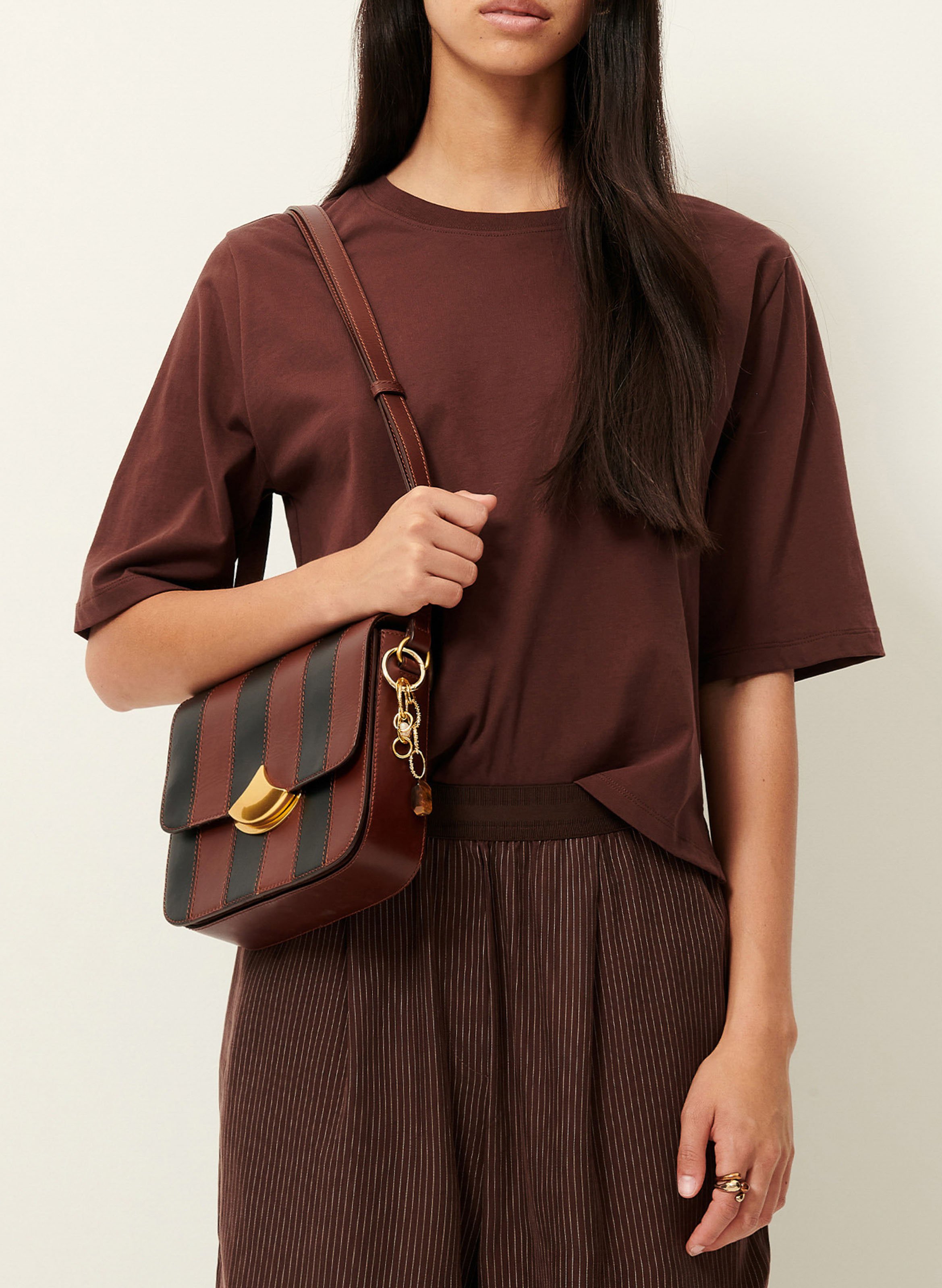 Tee-shirt ample à col rond en coton serge SESSUN Marron