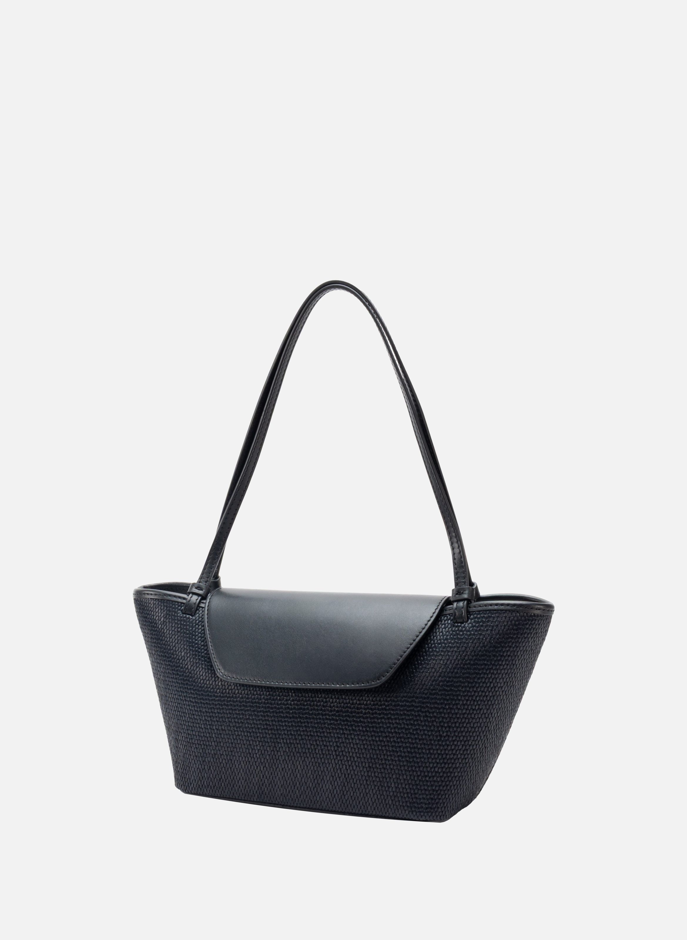 Sac cabas courrier en raphia ELLEME Noir