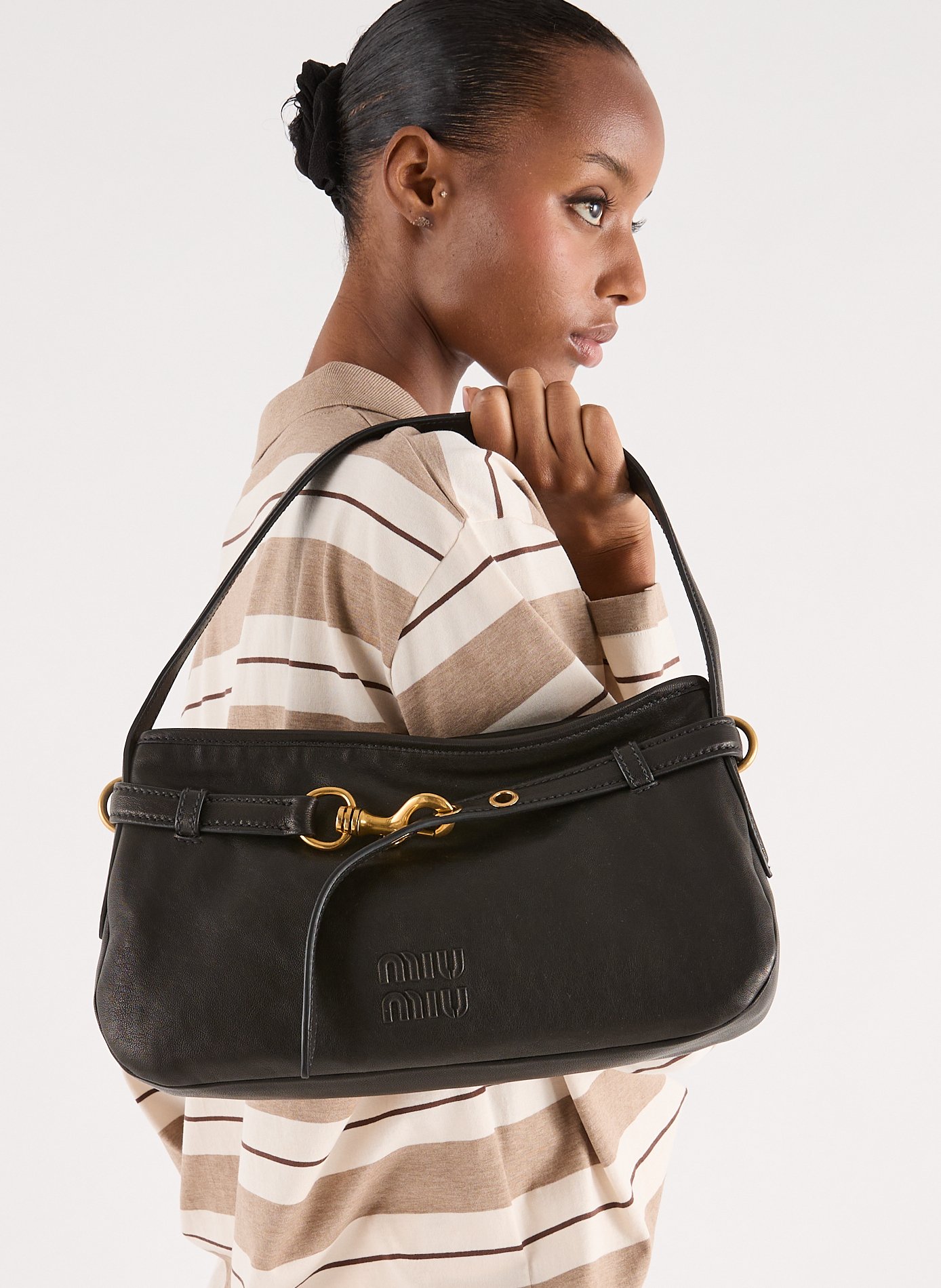 Leather Adventure Bag MIU MIU Black