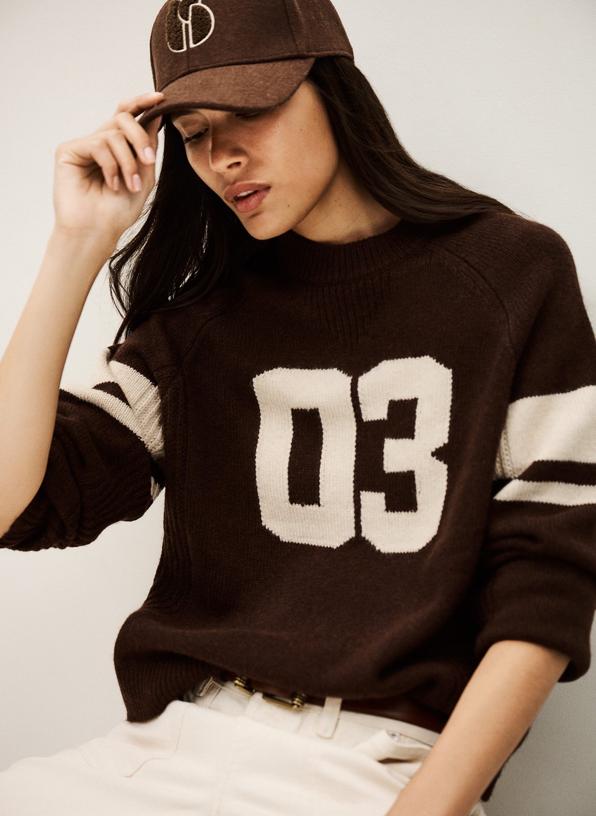 Pull droit col rond en cachemire cobe BA&SH Marron