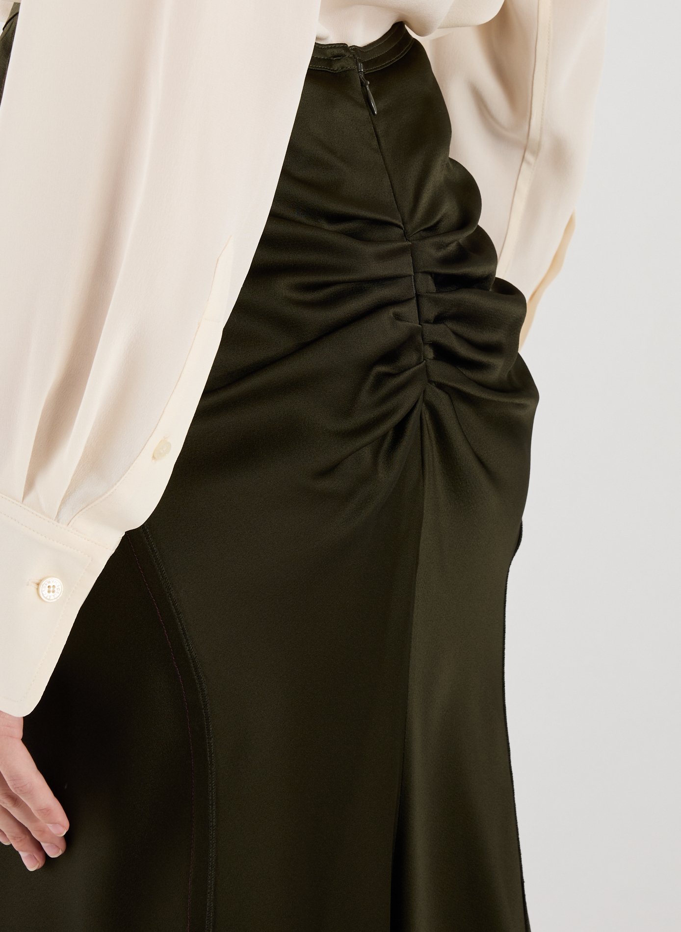 Satin midi skirt VICTORIA BECKHAM Green