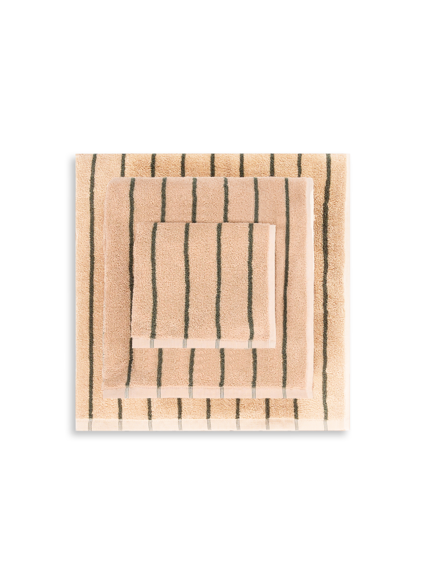 Serviette invité à rayures en coton biologique AU PRINTEMPS PARIS Kaki