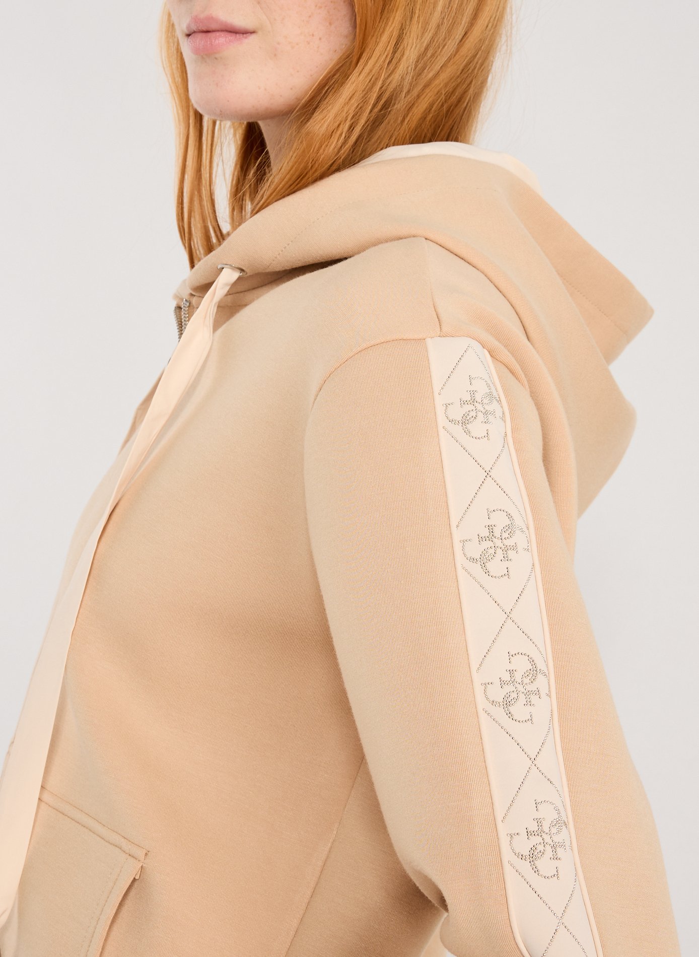 Hoodie zippé néoprène GUESS Beige