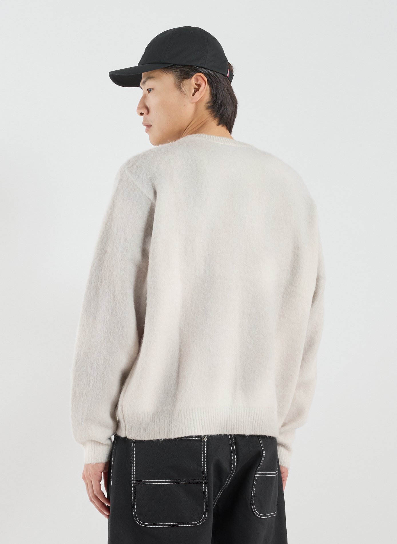 Fluffy straight fit round neck sweater JACKER. Beige