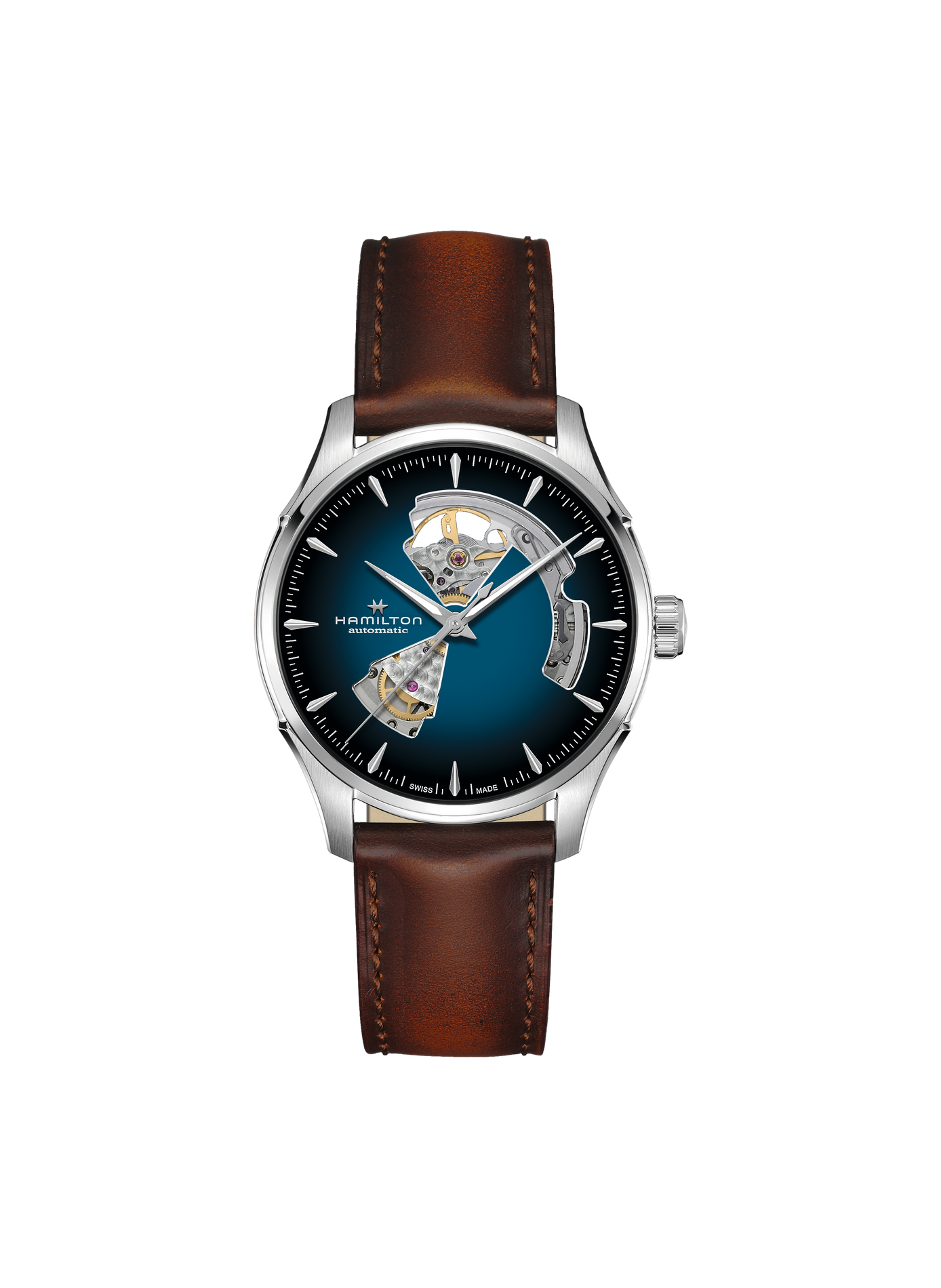 Montre automatique bracelet en cuir HAMILTON Argent