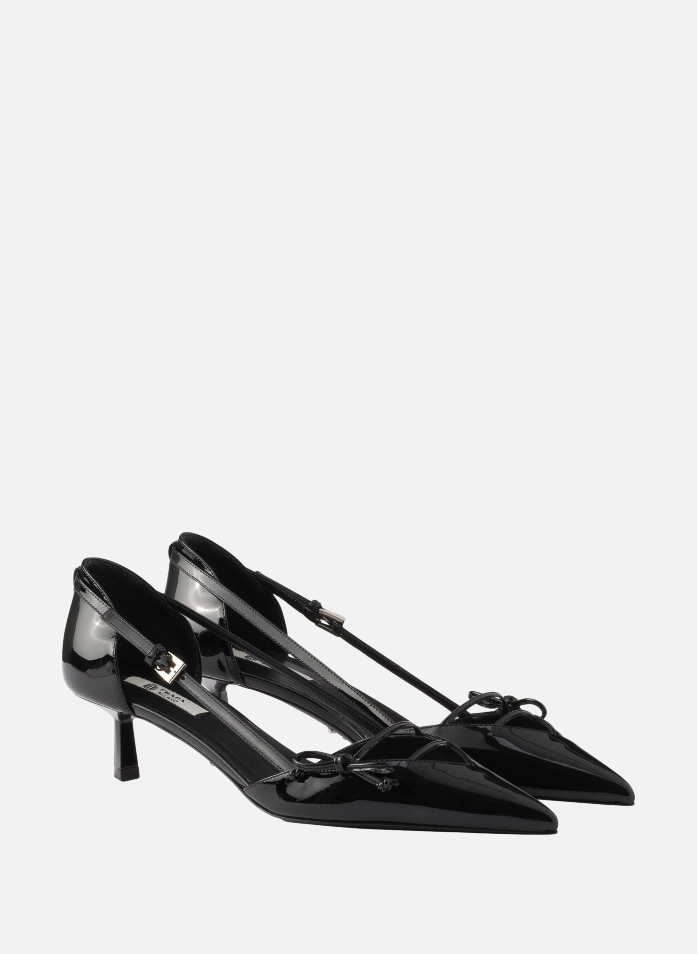 Escarpins ouverts en cuir verni PRADA Noir
