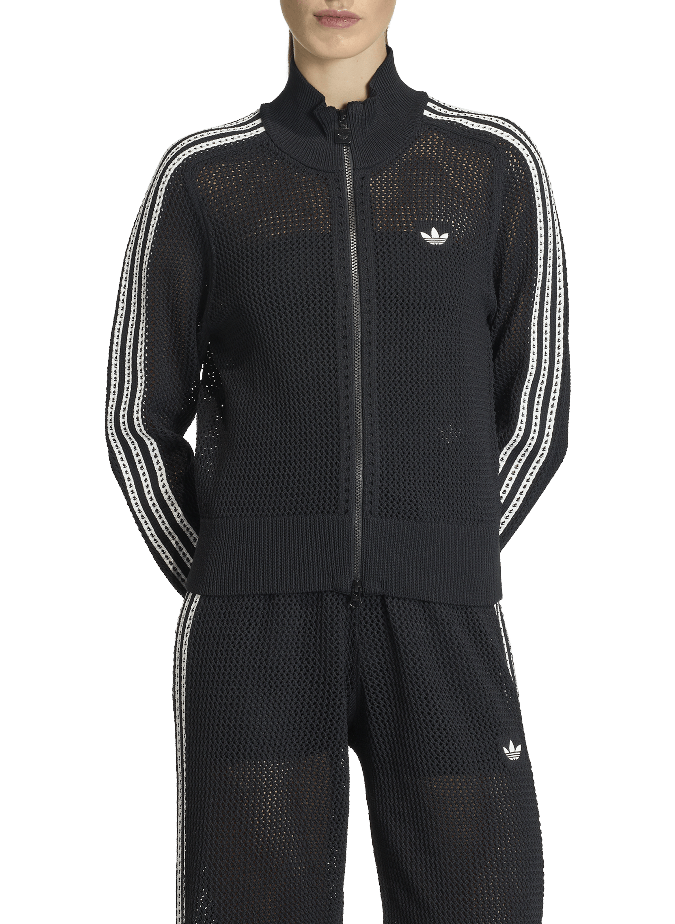 Crochet high-neck track jacket ADIDAS Black